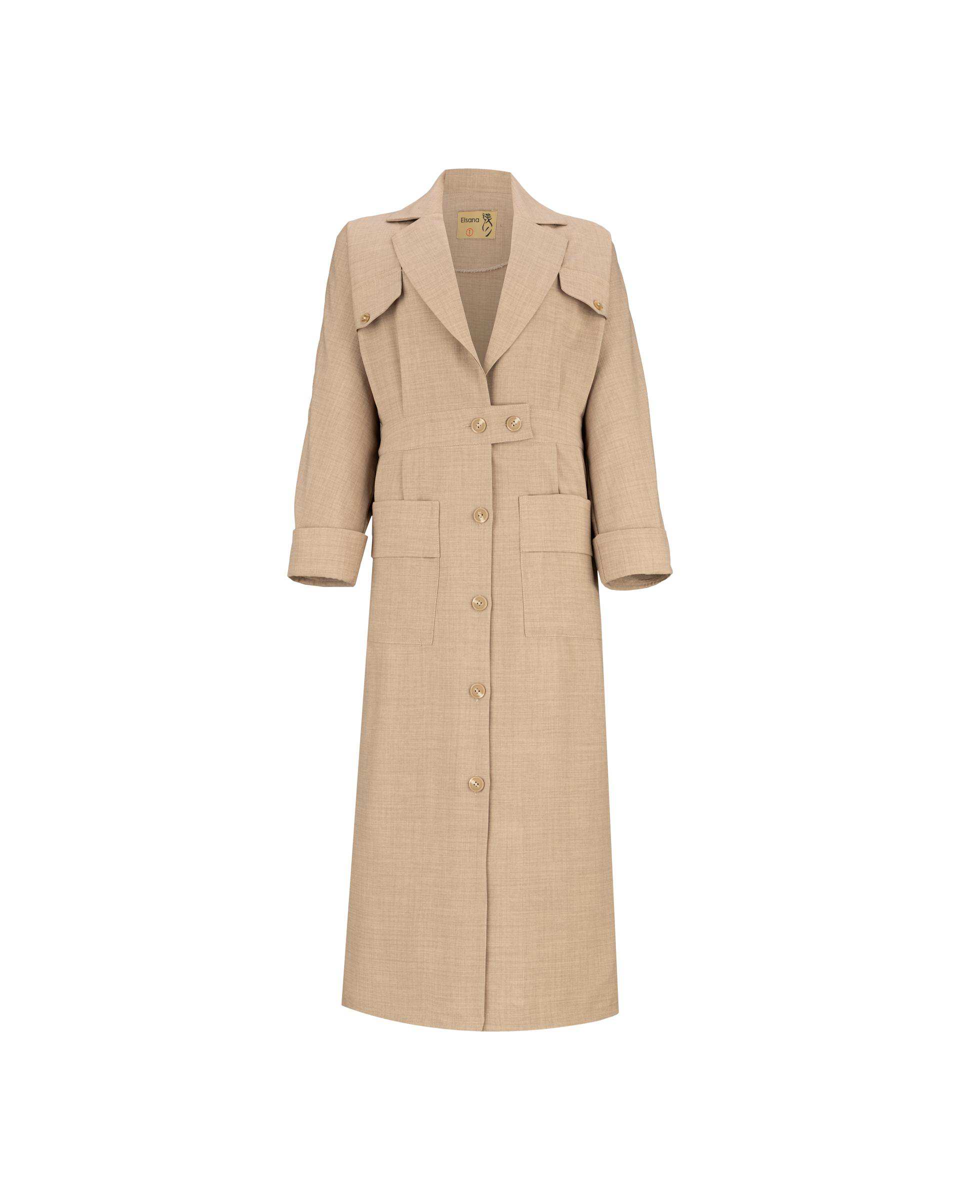 مانتو زنانه کرم السانا Elsana مدل تاپیک کد 2252