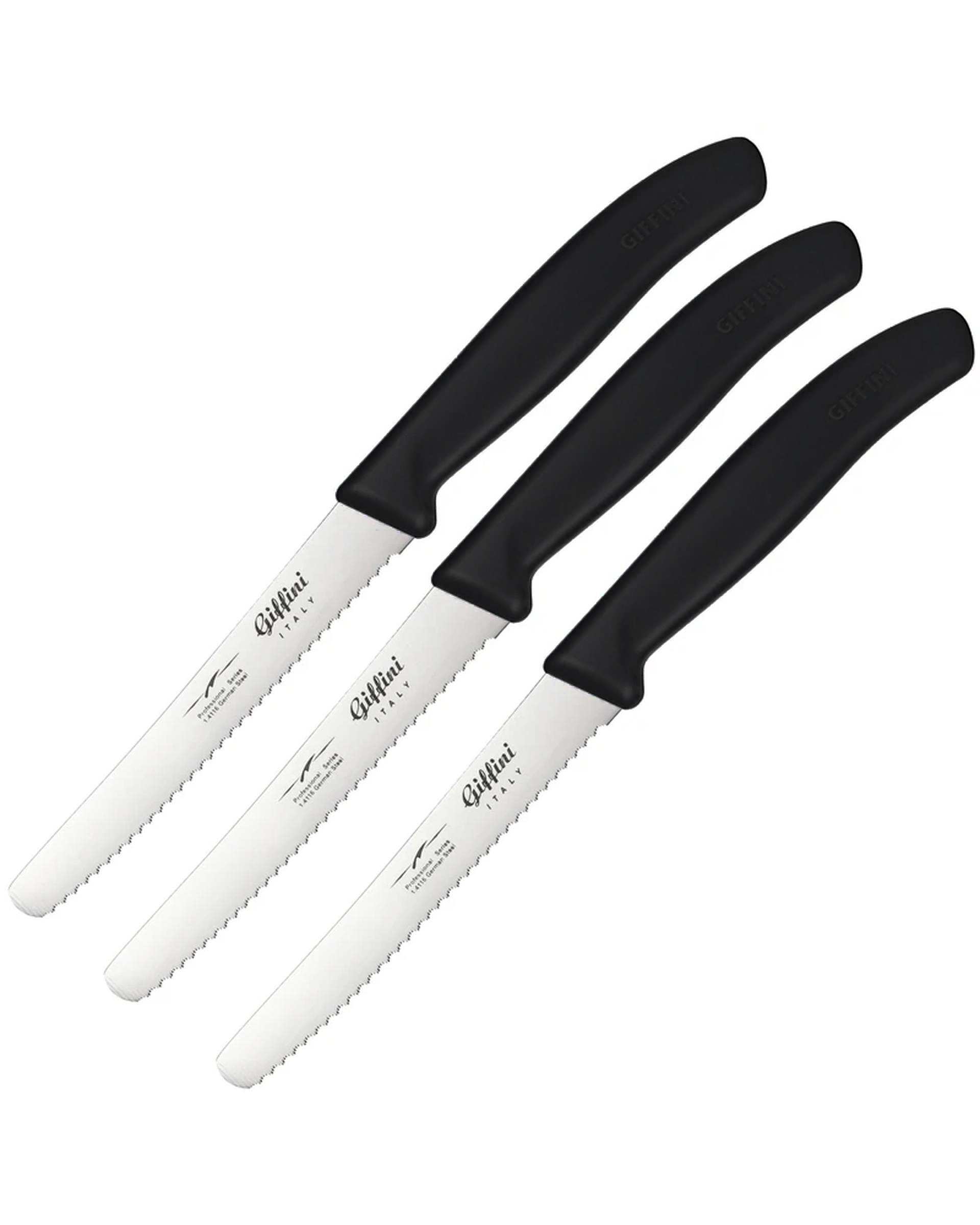 چاقو آشپزخانه مشکی جی فی نی GIFFINI کد G-03 بسته 3 عددی
