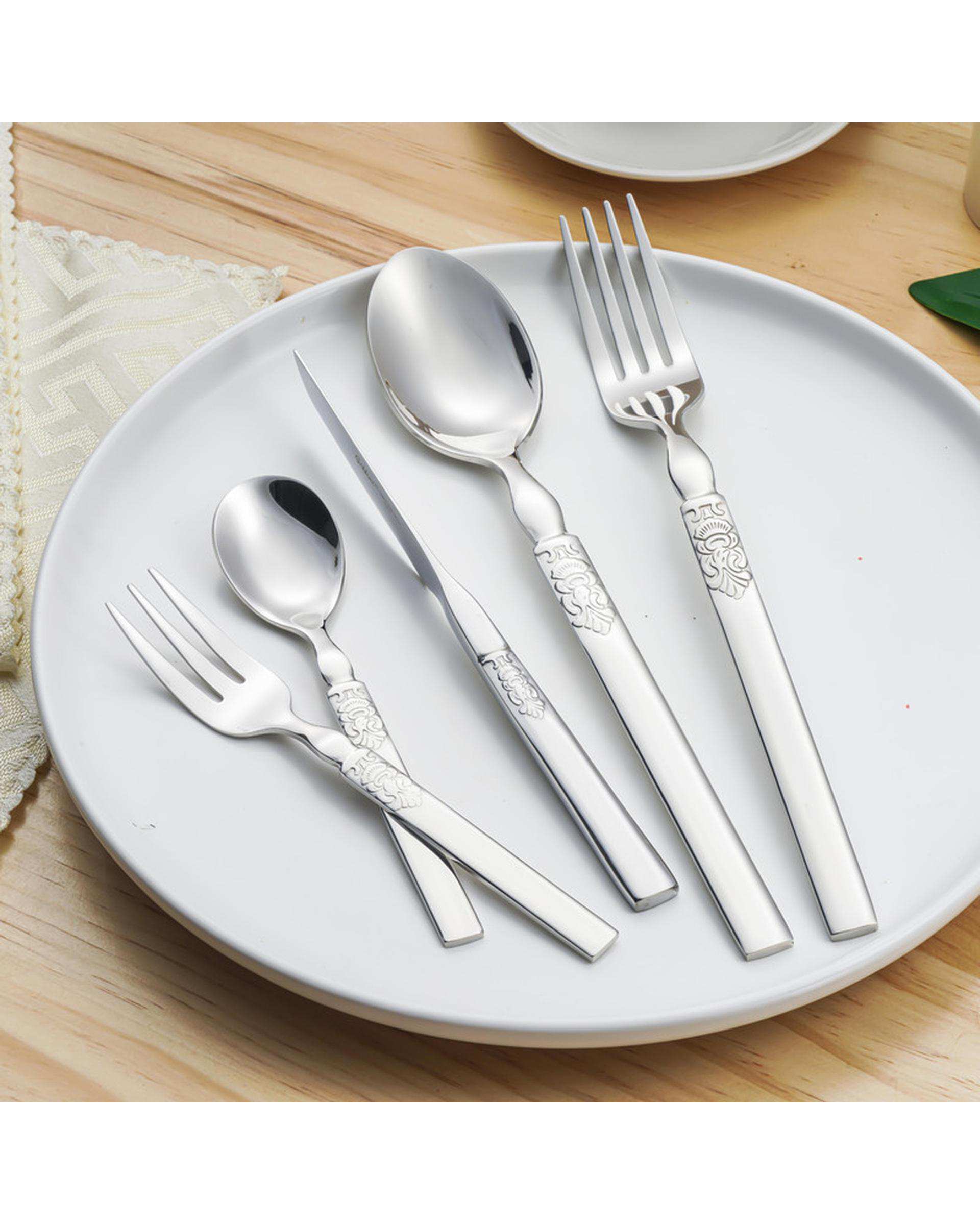 سرویس قاشق و چنگال 60 پارچه 8 نفره استیل جی فی نی GIFFINI مدل 55 لاکچری