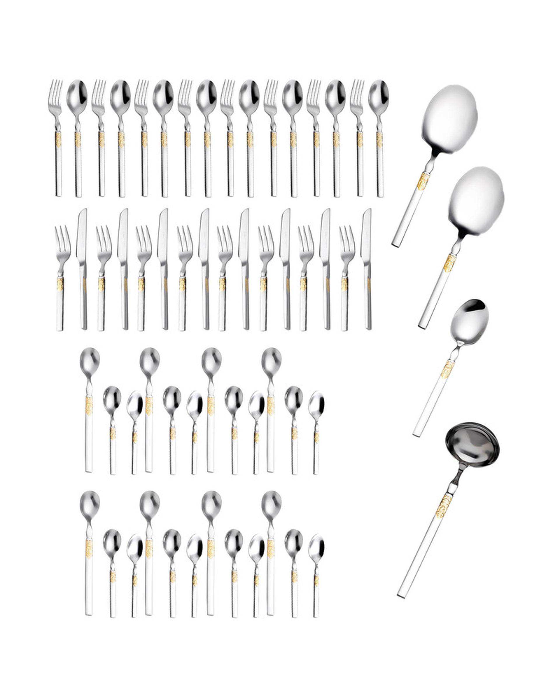 سرویس قاشق و چنگال 60 پارچه 8 نفره استیل جی فی نی GIFFINI مدل G-55 لاکچری