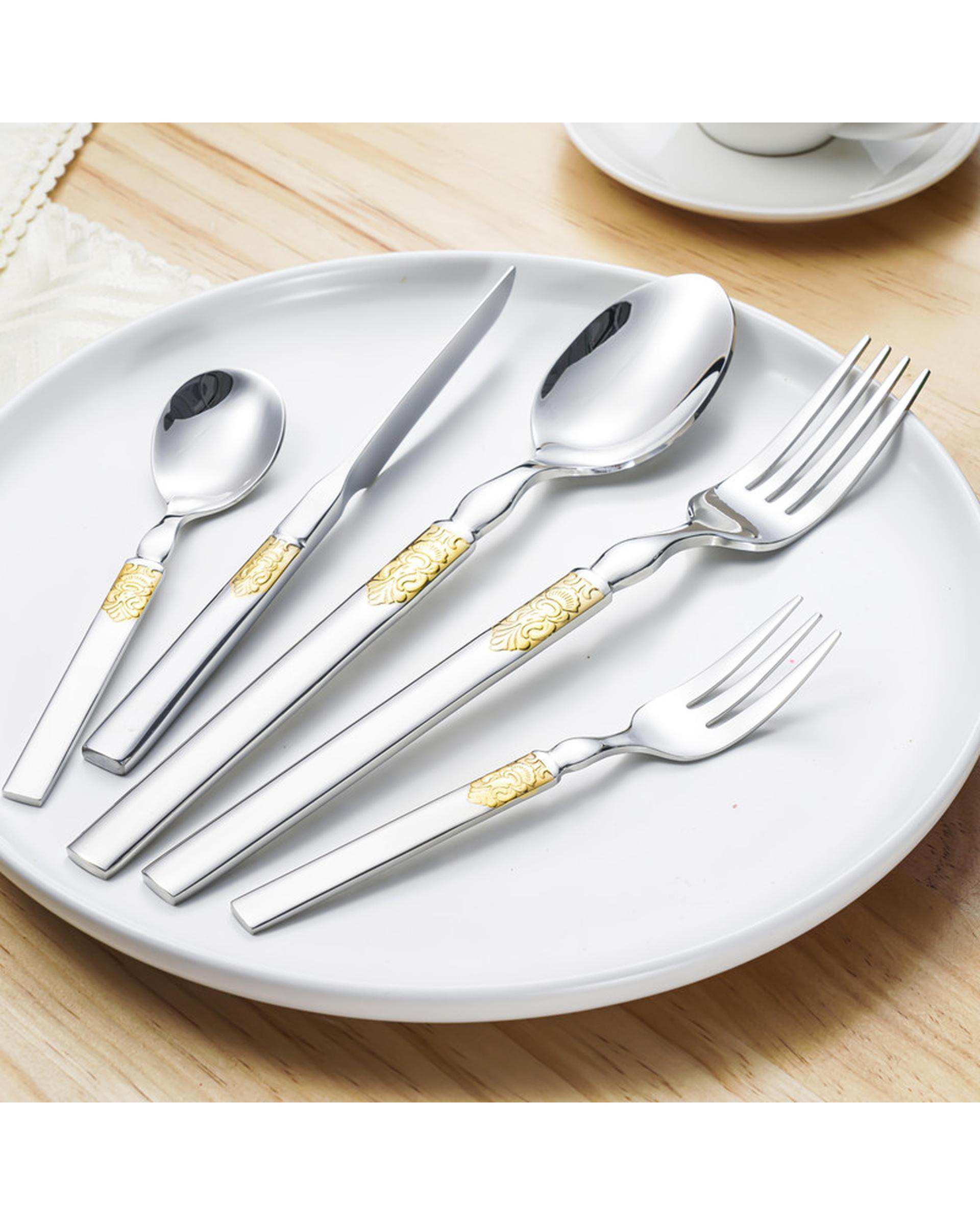 سرویس قاشق و چنگال 60 پارچه 8 نفره استیل جی فی نی GIFFINI مدل G-55 لاکچری