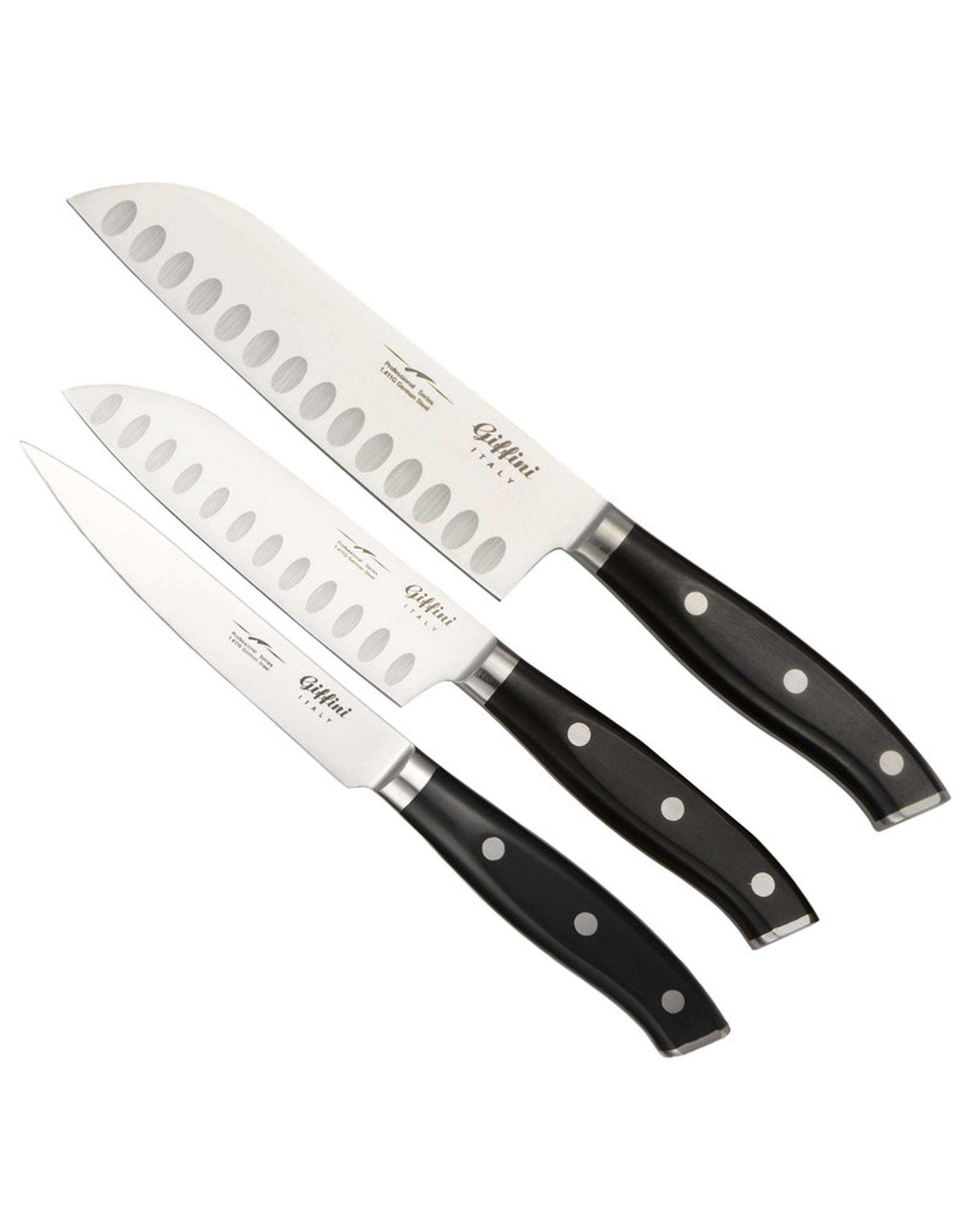 چاقو آشپزخانه مشکی جی فی نی GIFFINI کد G-225 بسته 3 عددی