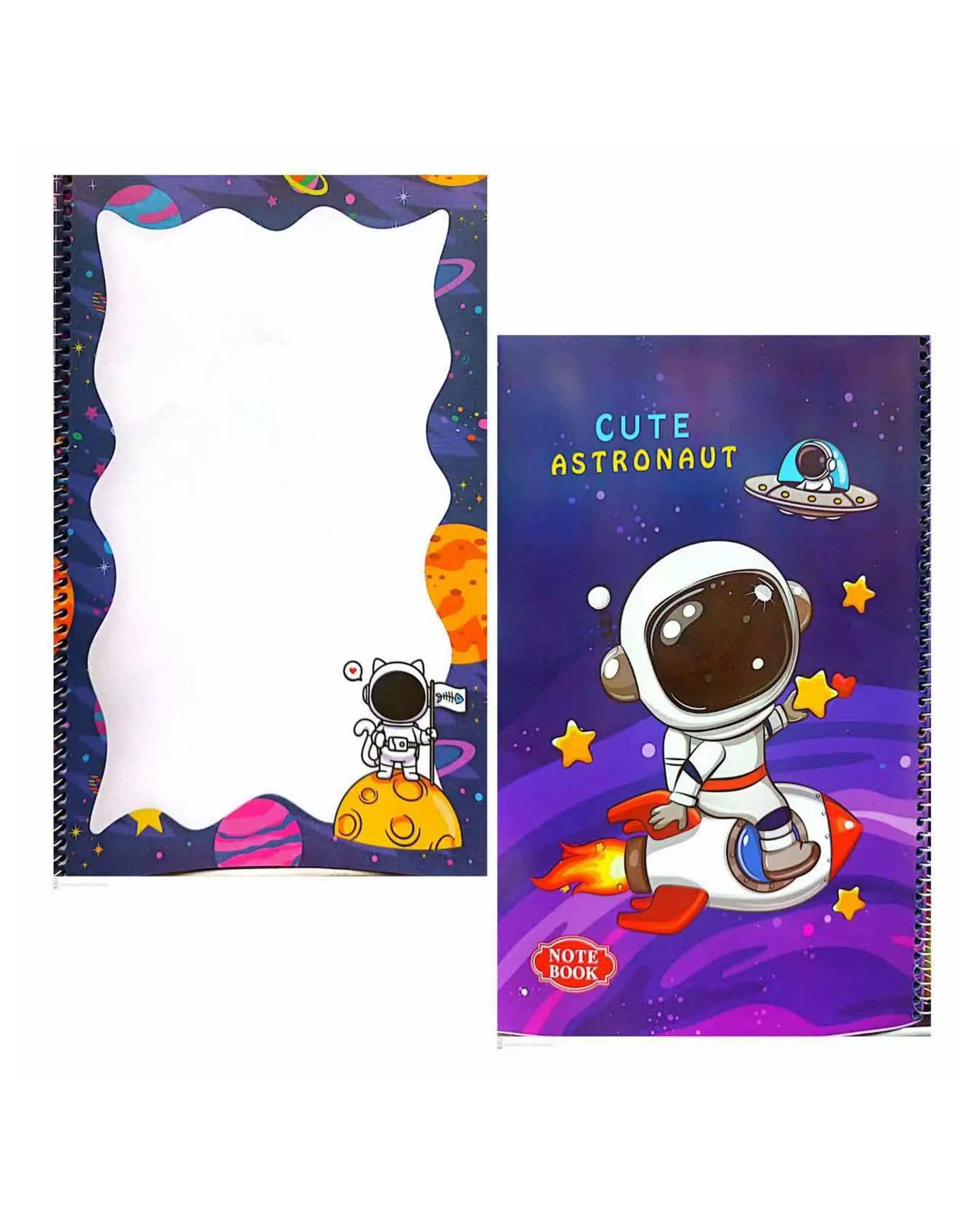 دفتر نقاشی 50 برگ حاشیه دار A4 پشت وایت برد طرح آدم فضایی