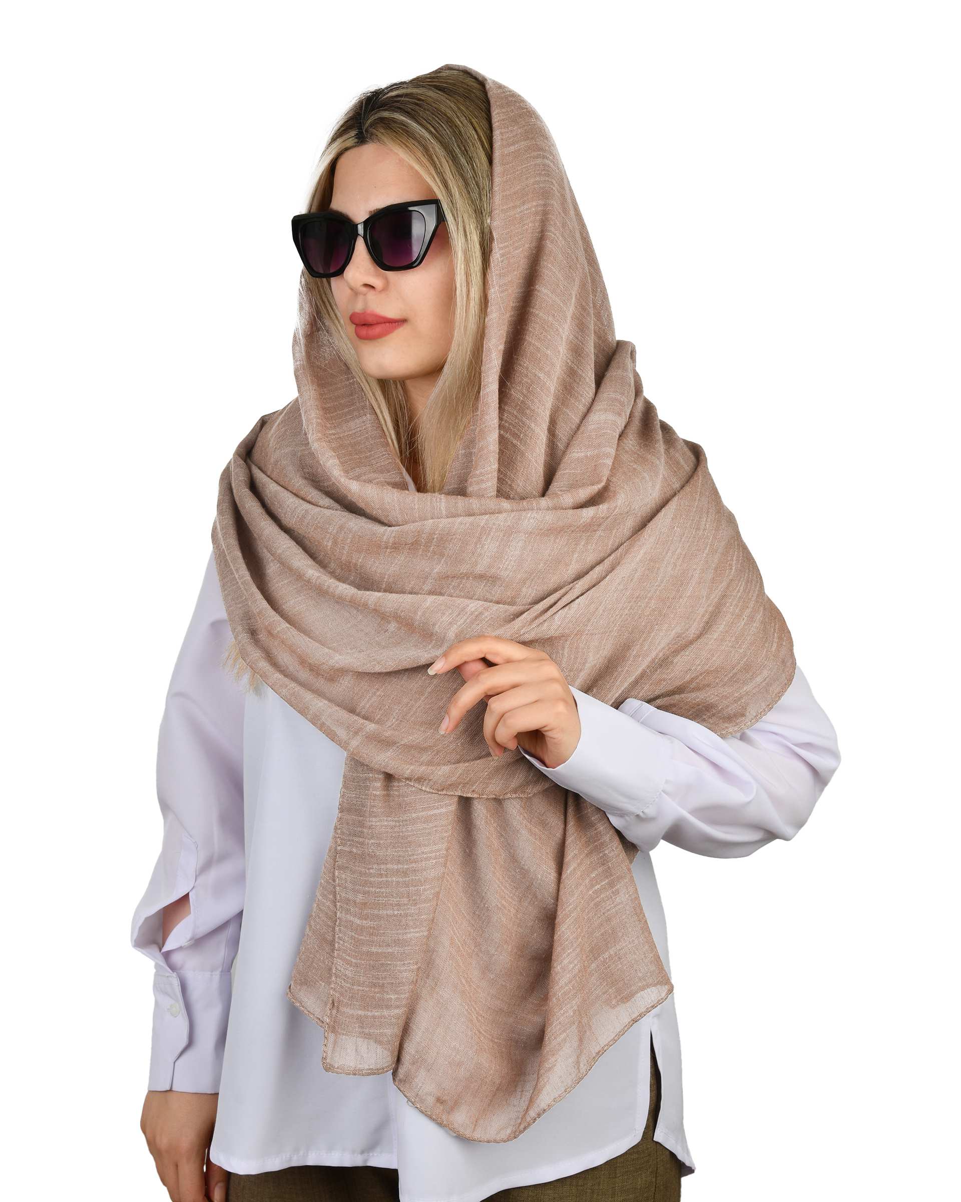 شال زنانه نخی کرم آماهی Amahi کد 00125