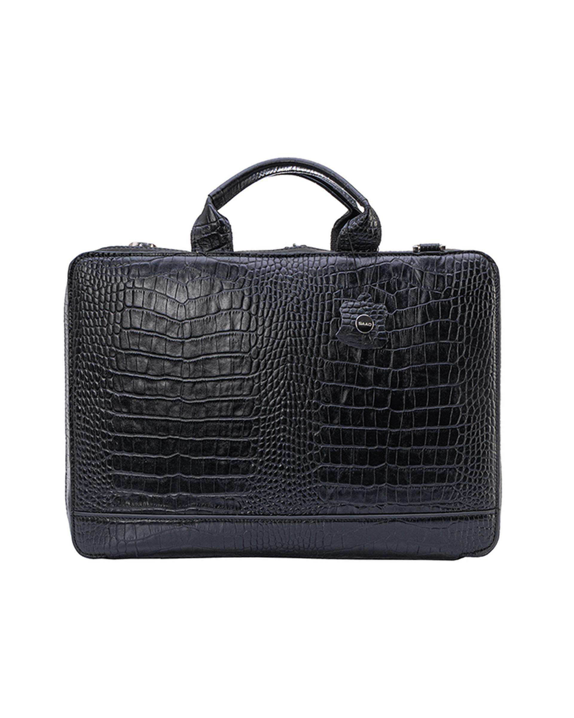 کیف چرم اداری مردانه مشکی صاد Saad مدل RV2202