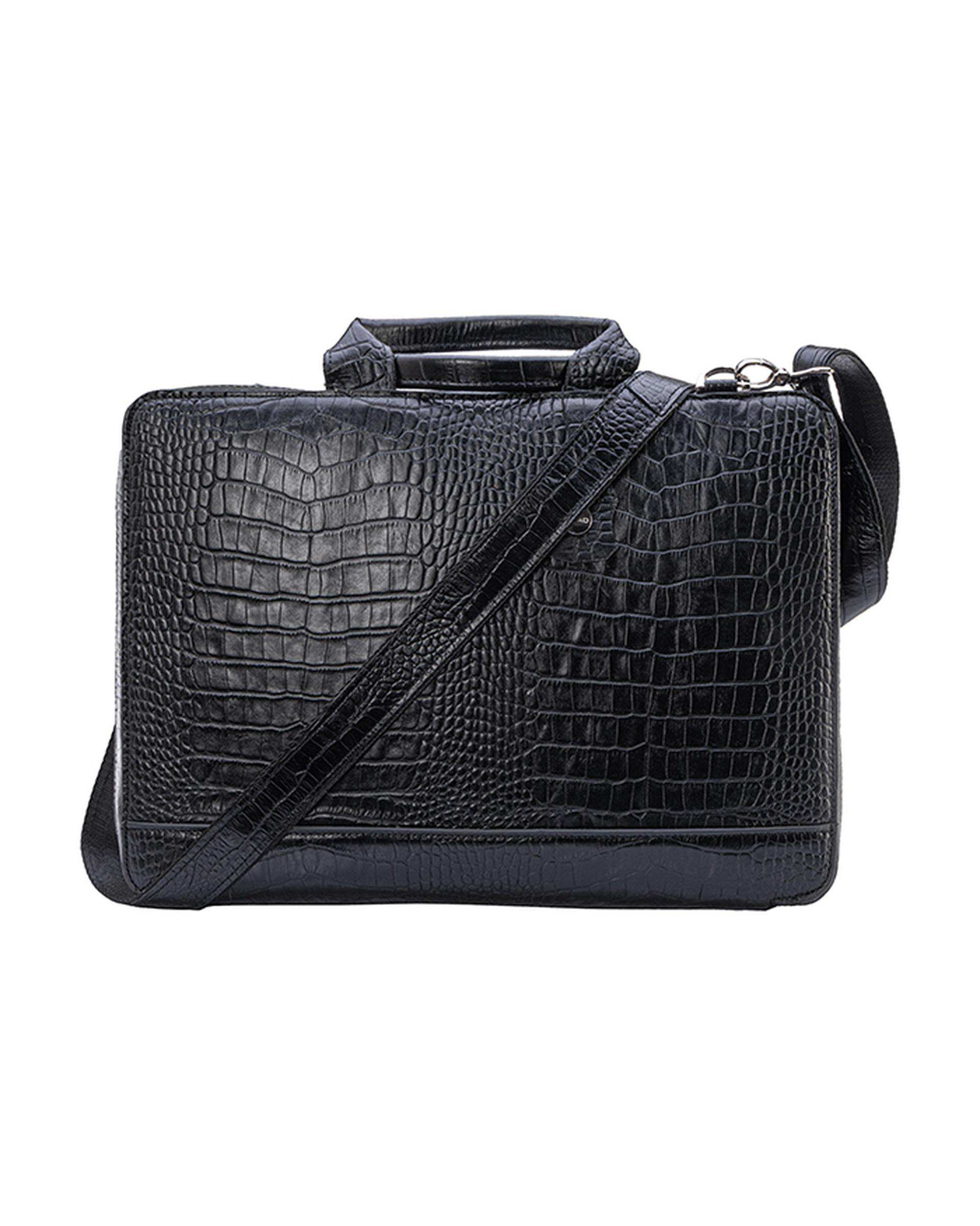 کیف چرم اداری مردانه مشکی صاد Saad مدل RV2202
