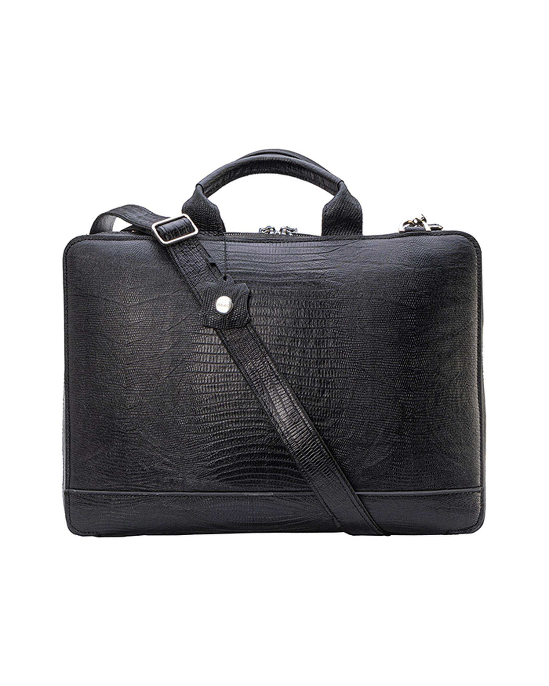 کیف چرم اداری مردانه مشکی صاد Saad مدل RV2203
