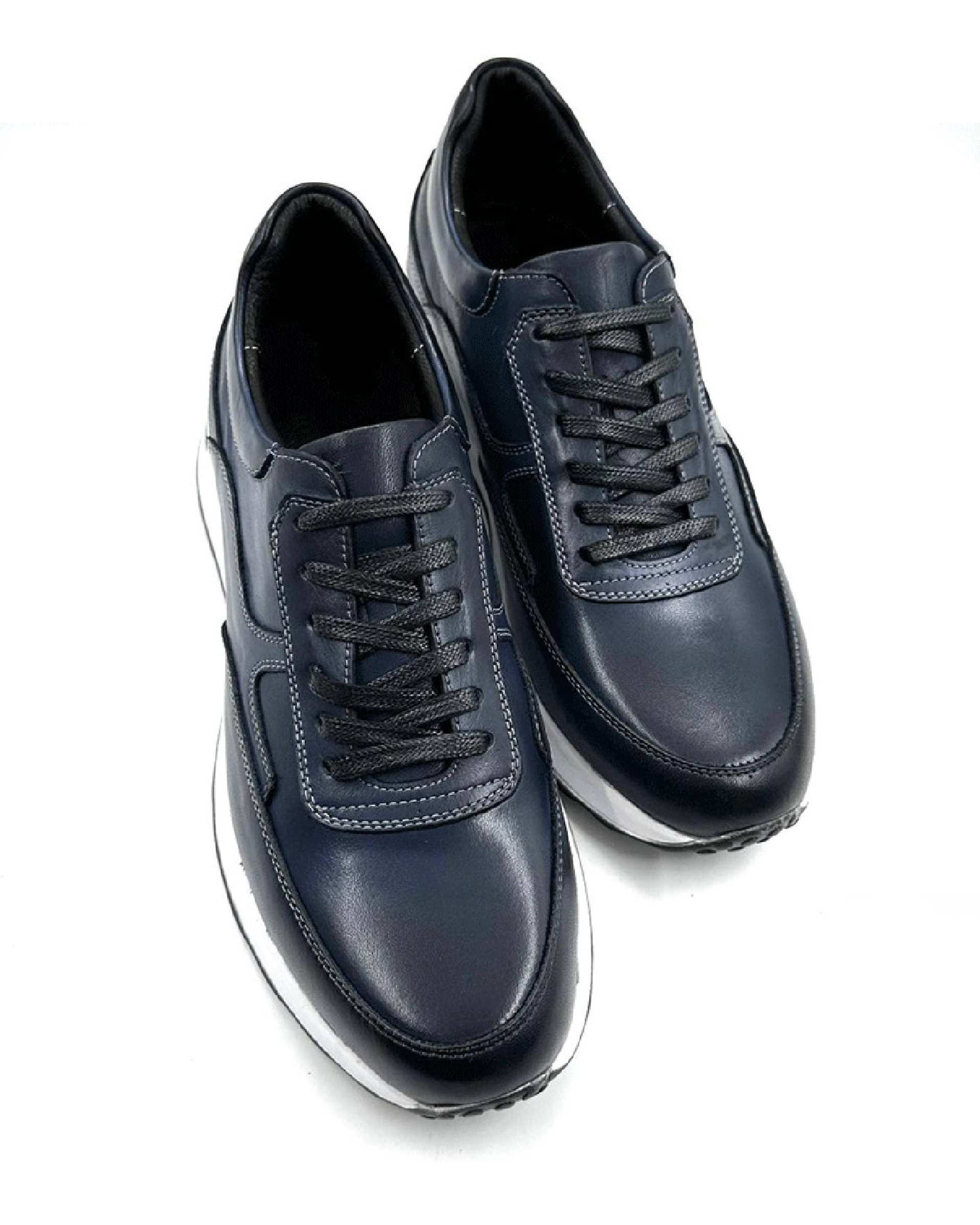 کفش چرم مردانه کژوال طبی سرمه ای چرم میخچی Mikhchi Leather مدل E8