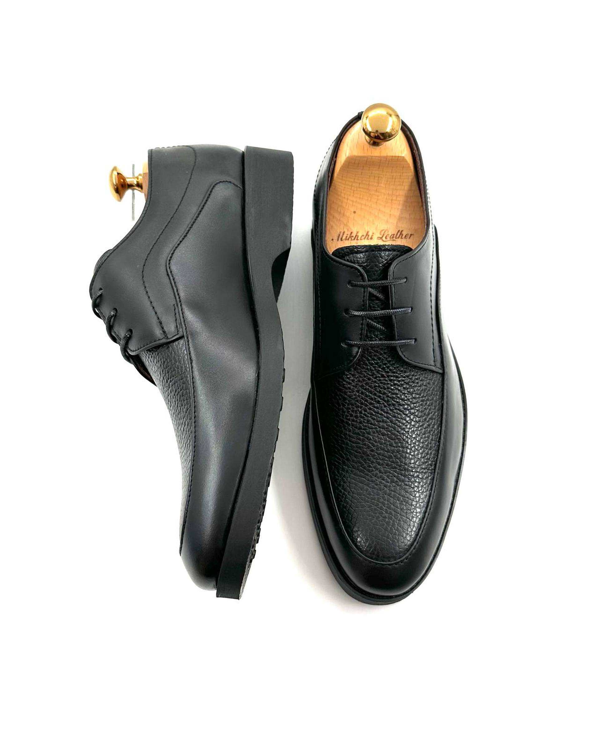 کفش چرم مردانه رسمی مشکی چرم میخچی Mikhchi Leather مدل G532