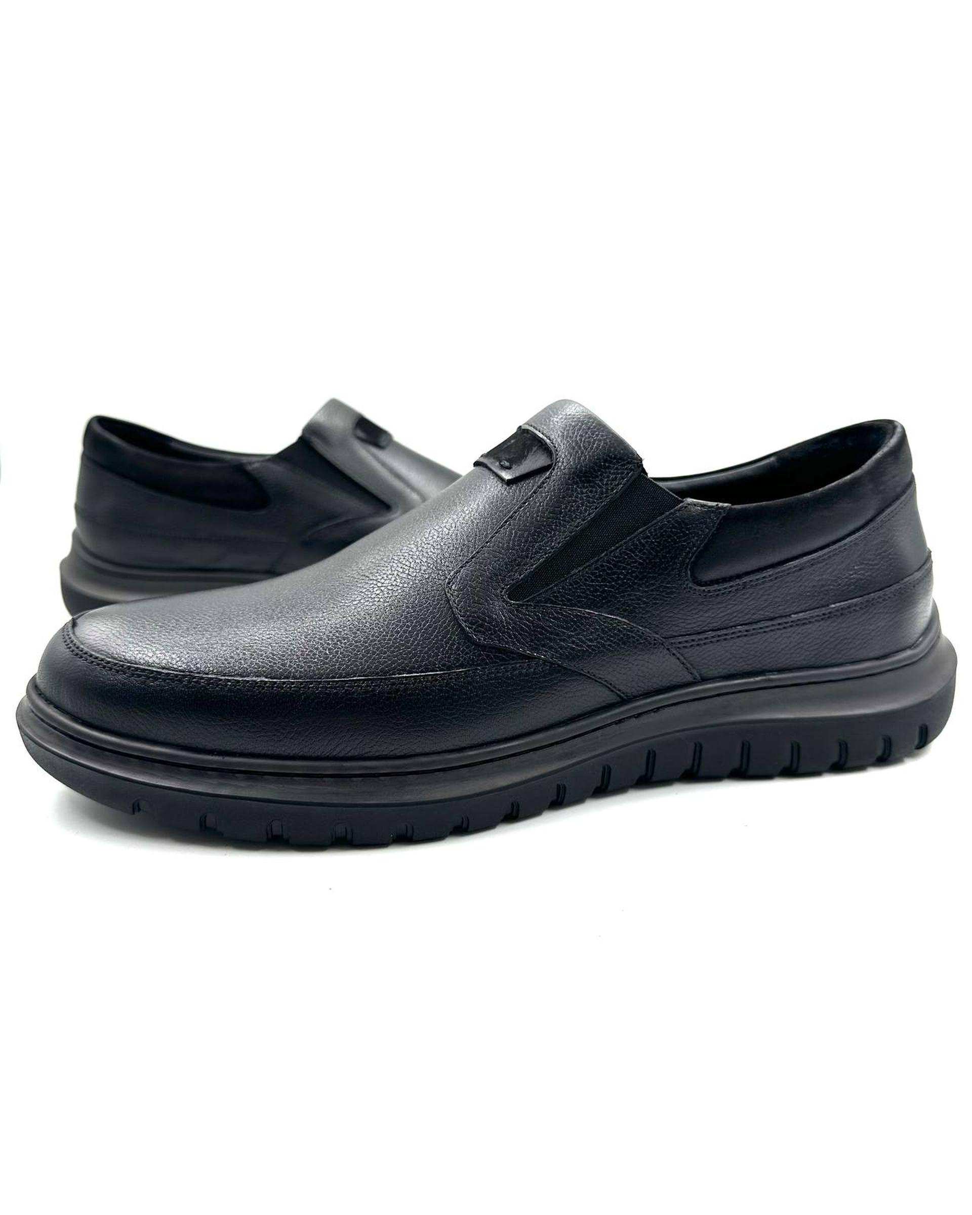 کفش چرم مردانه کژوال راحتی طبی مشکی چرم میخچی Mikhchi Leather مدل M13