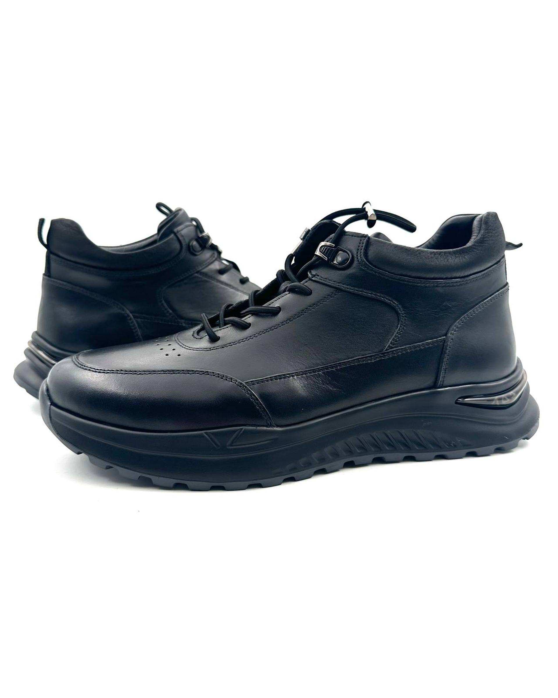 نیم بوت چرم مردانه مشکی چرم میخچی Mikhchi Leather مدل P17
