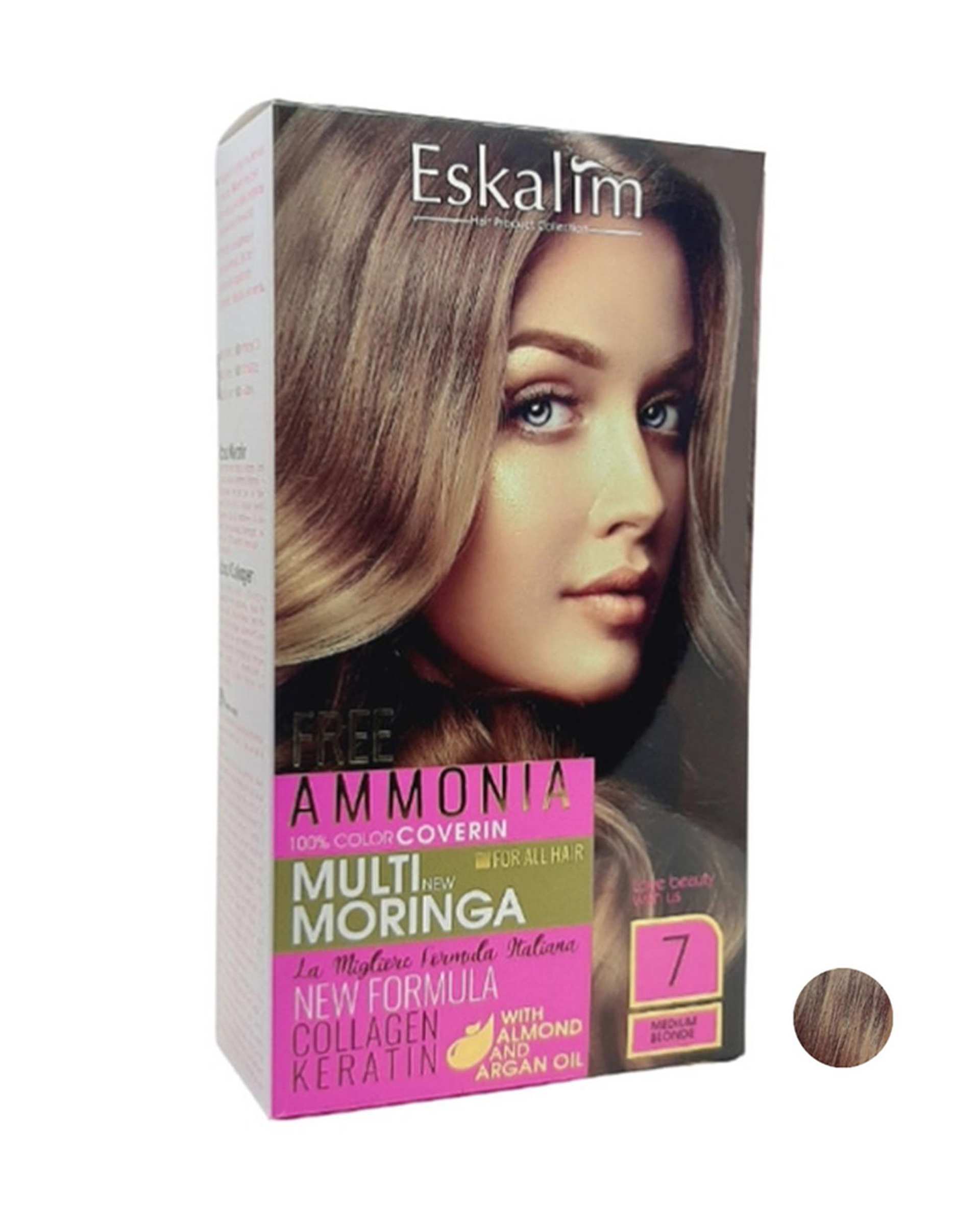کیت رنگ مو بلوند متوسط اسکالیم Eskalim شماره 7 حجم 100ml