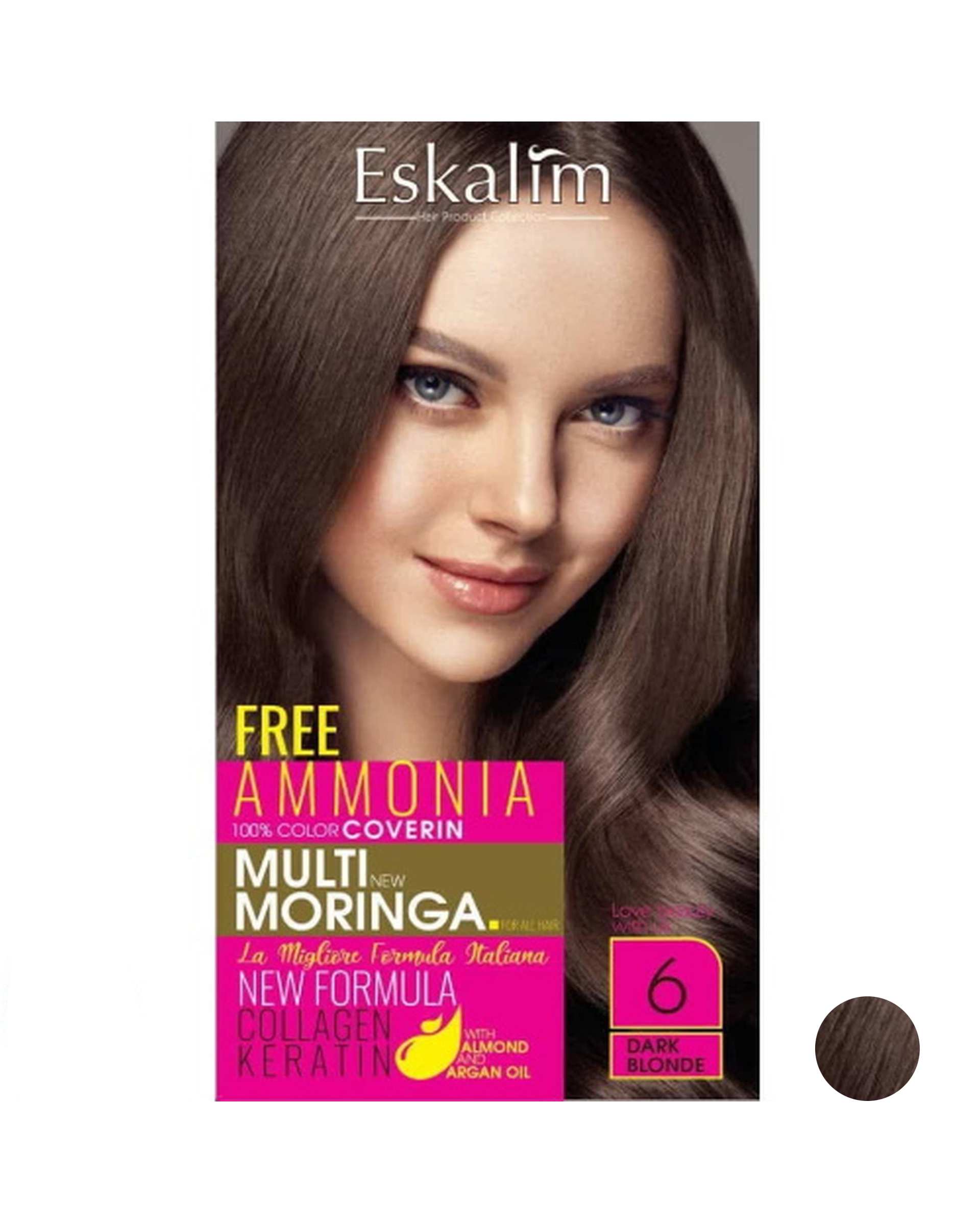 کیت رنگ مو بلوند تیره اسکالیم Eskalim شماره 6 حجم 100ml