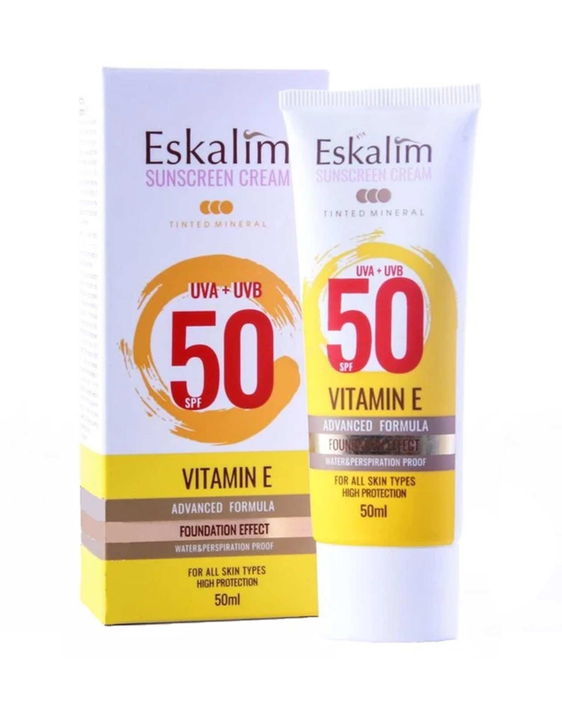 کرم ضد آفتاب رنگی SPF50 اسکالیم Eskalim مناسب انواع پوست حجم 50ml