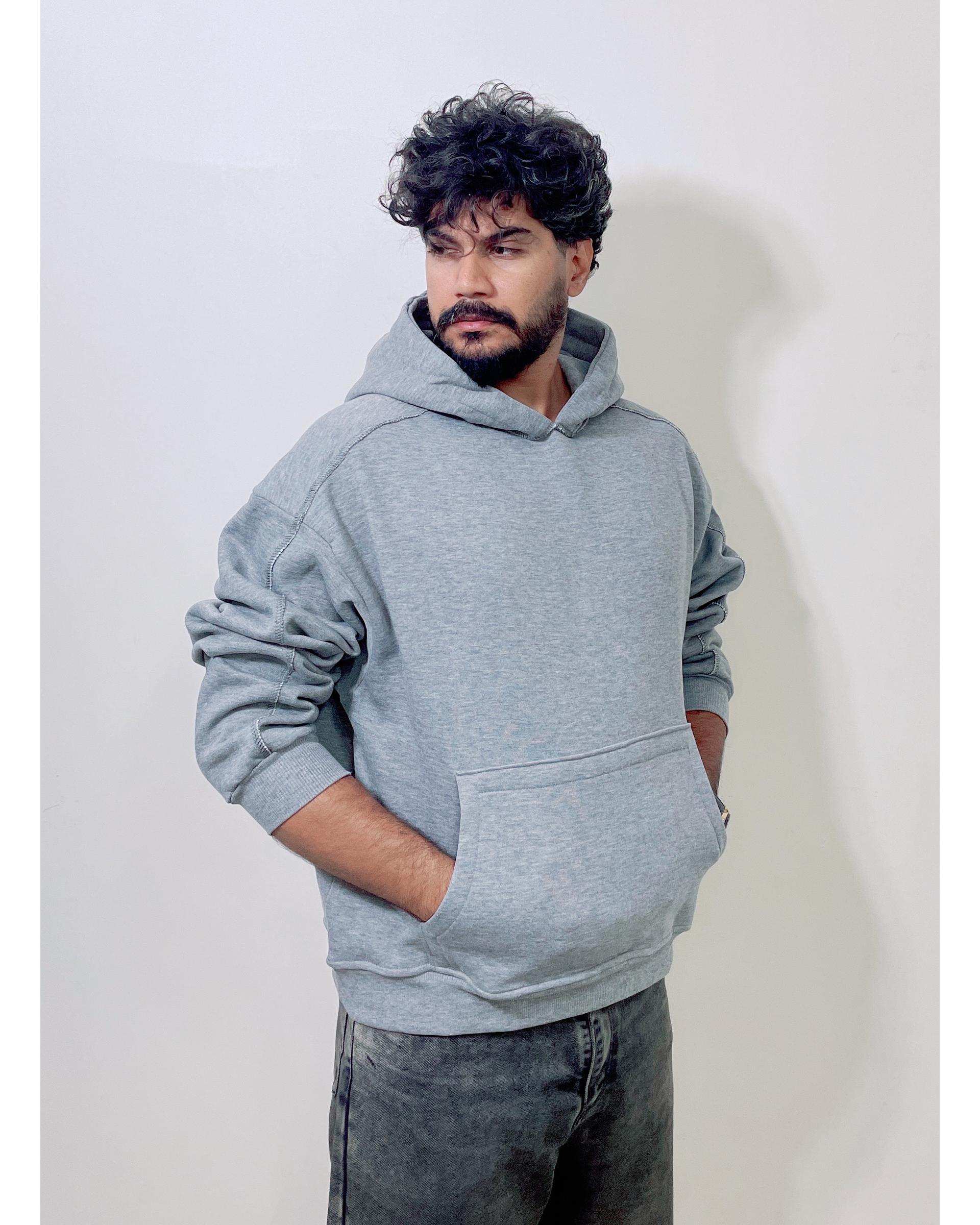 هودی مردانه بیسیک طوسی دیورسو Diverso مدل باکسی کد 4771