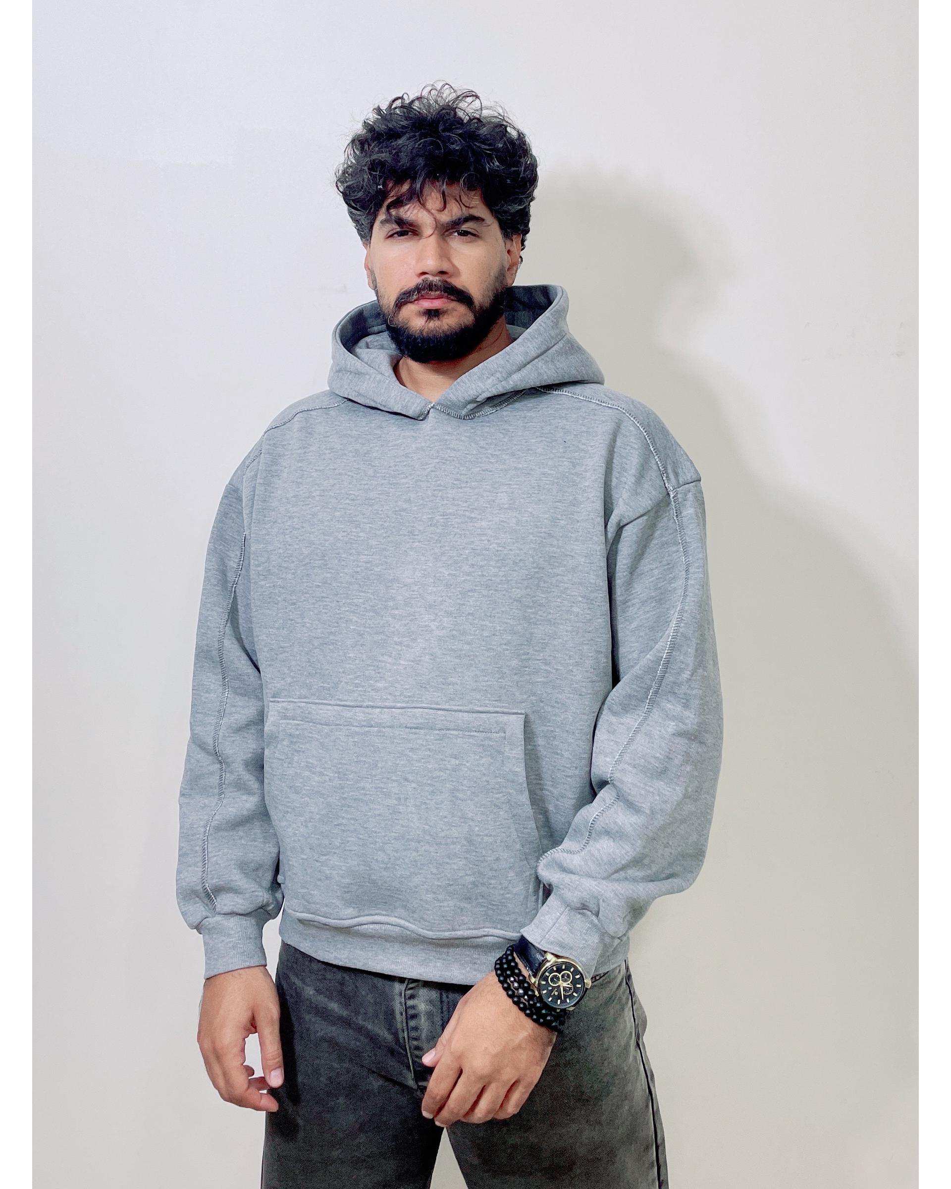 هودی مردانه بیسیک طوسی دیورسو Diverso مدل باکسی کد 4771