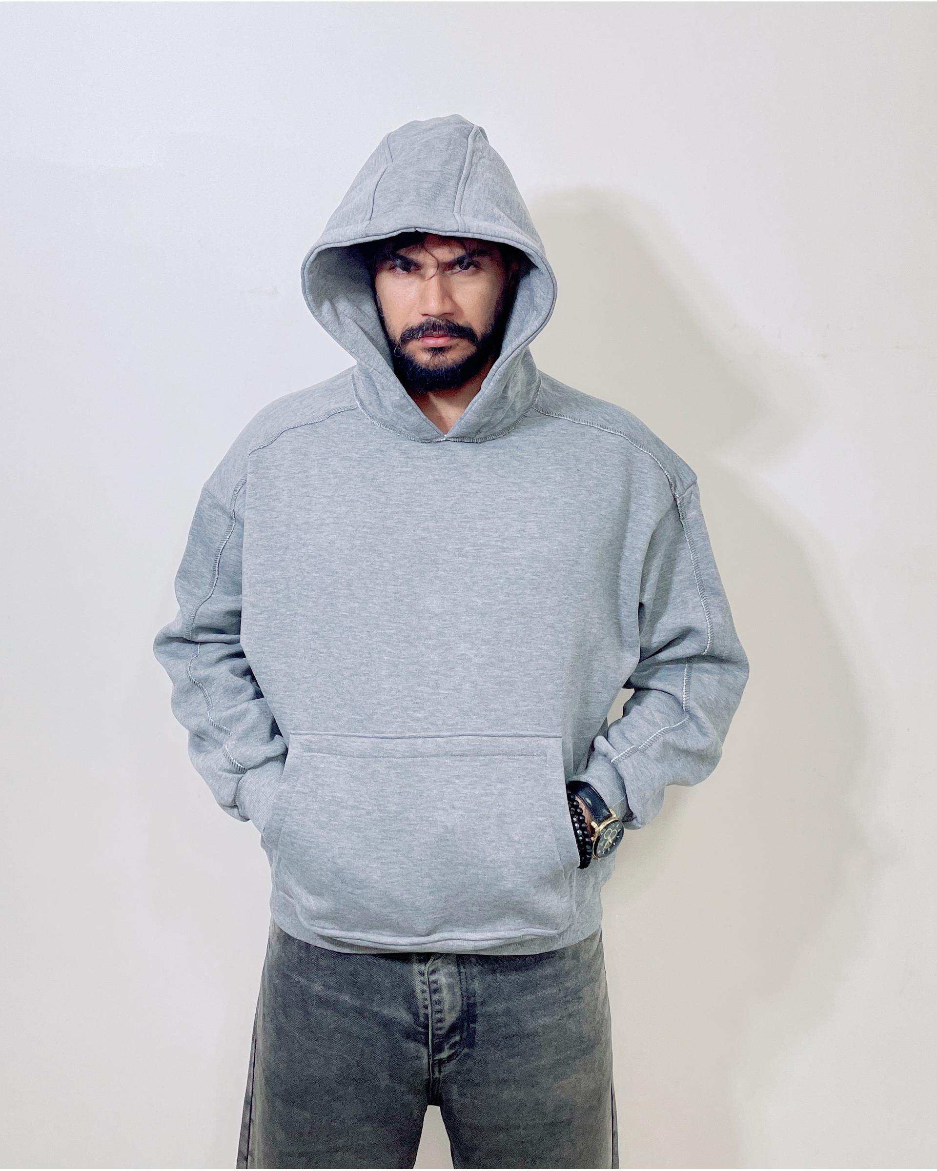 هودی مردانه بیسیک طوسی دیورسو Diverso مدل باکسی کد 4771