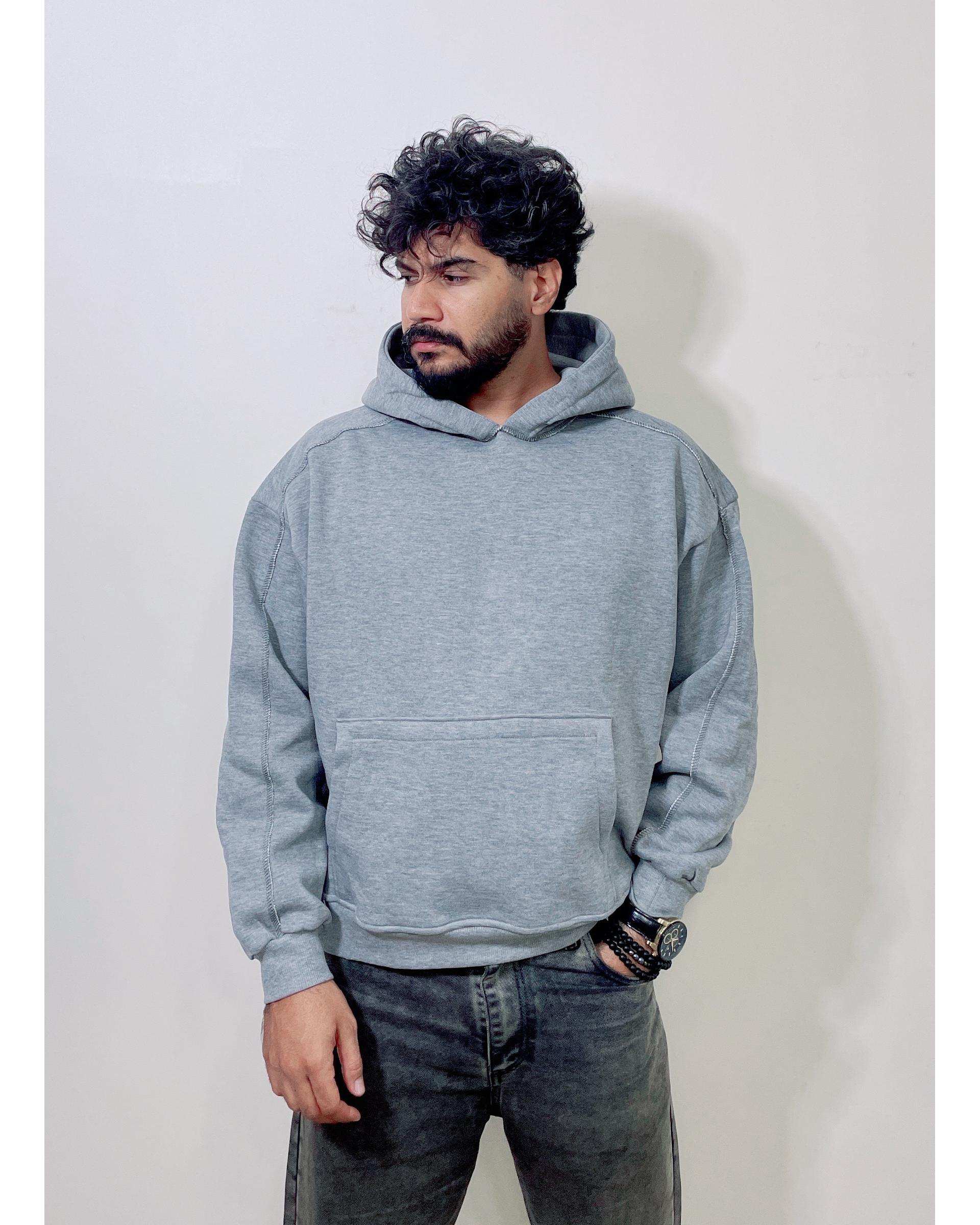 هودی مردانه بیسیک طوسی دیورسو Diverso مدل باکسی کد 4771