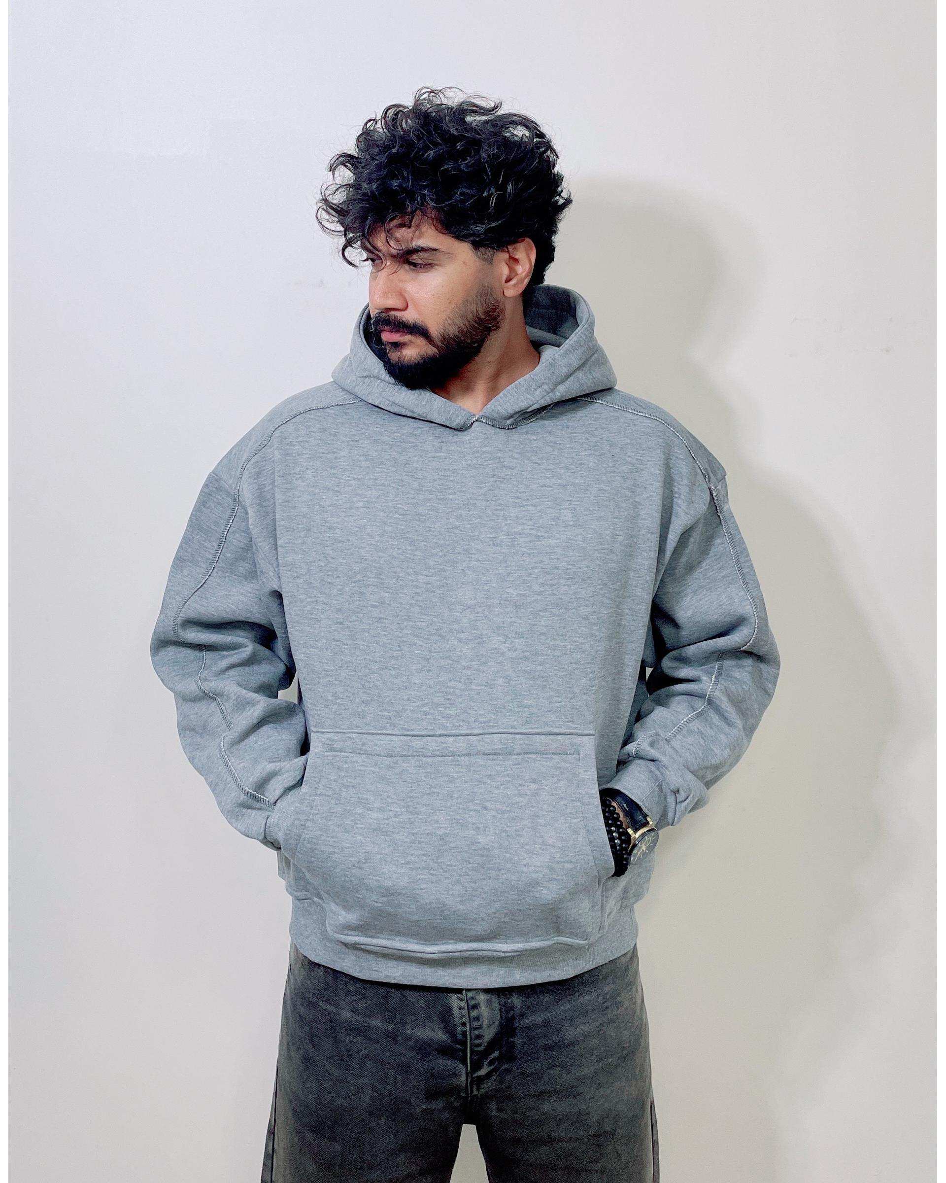 هودی مردانه بیسیک طوسی دیورسو Diverso مدل باکسی کد 4771