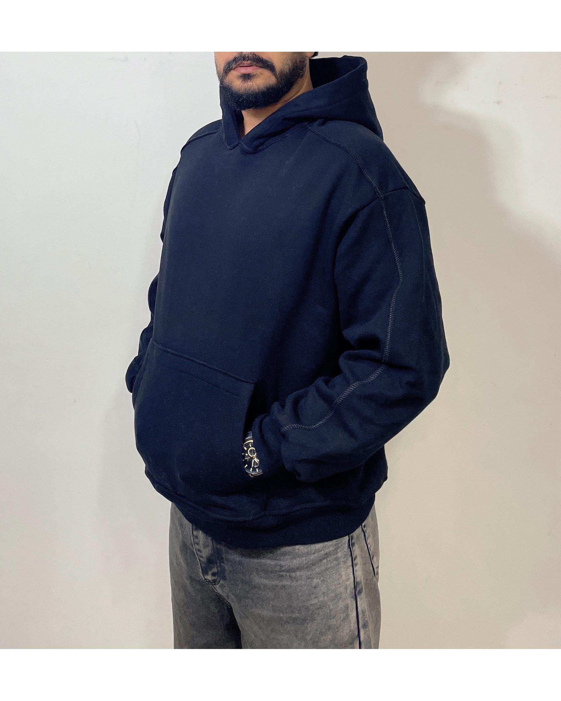 هودی مردانه بیسیک مشکی دیورسو Diverso مدل باکسی کد 4772