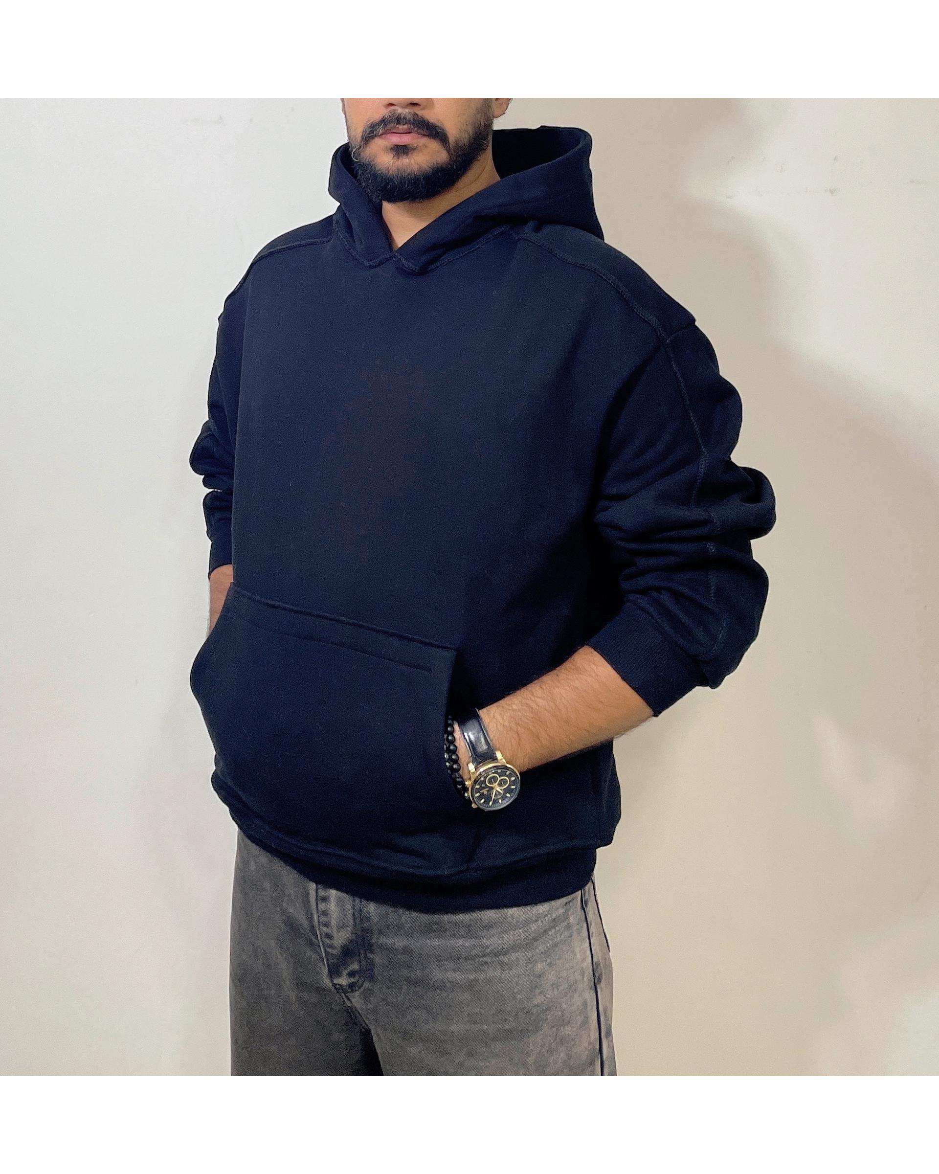 هودی مردانه بیسیک مشکی دیورسو Diverso مدل باکسی کد 4772