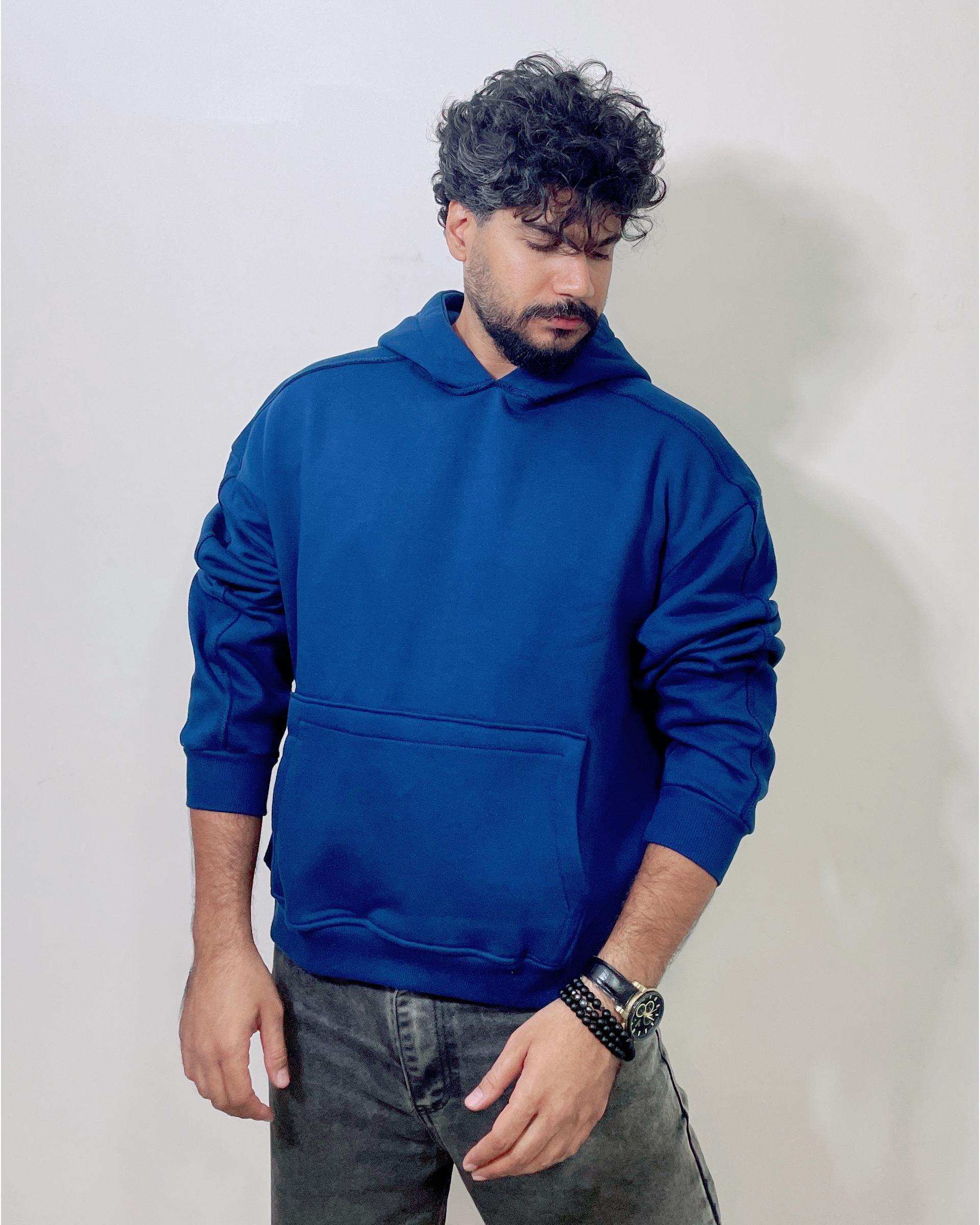 هودی مردانه بیسیک سرمه ای دیورسو Diverso مدل باکسی کد 4773