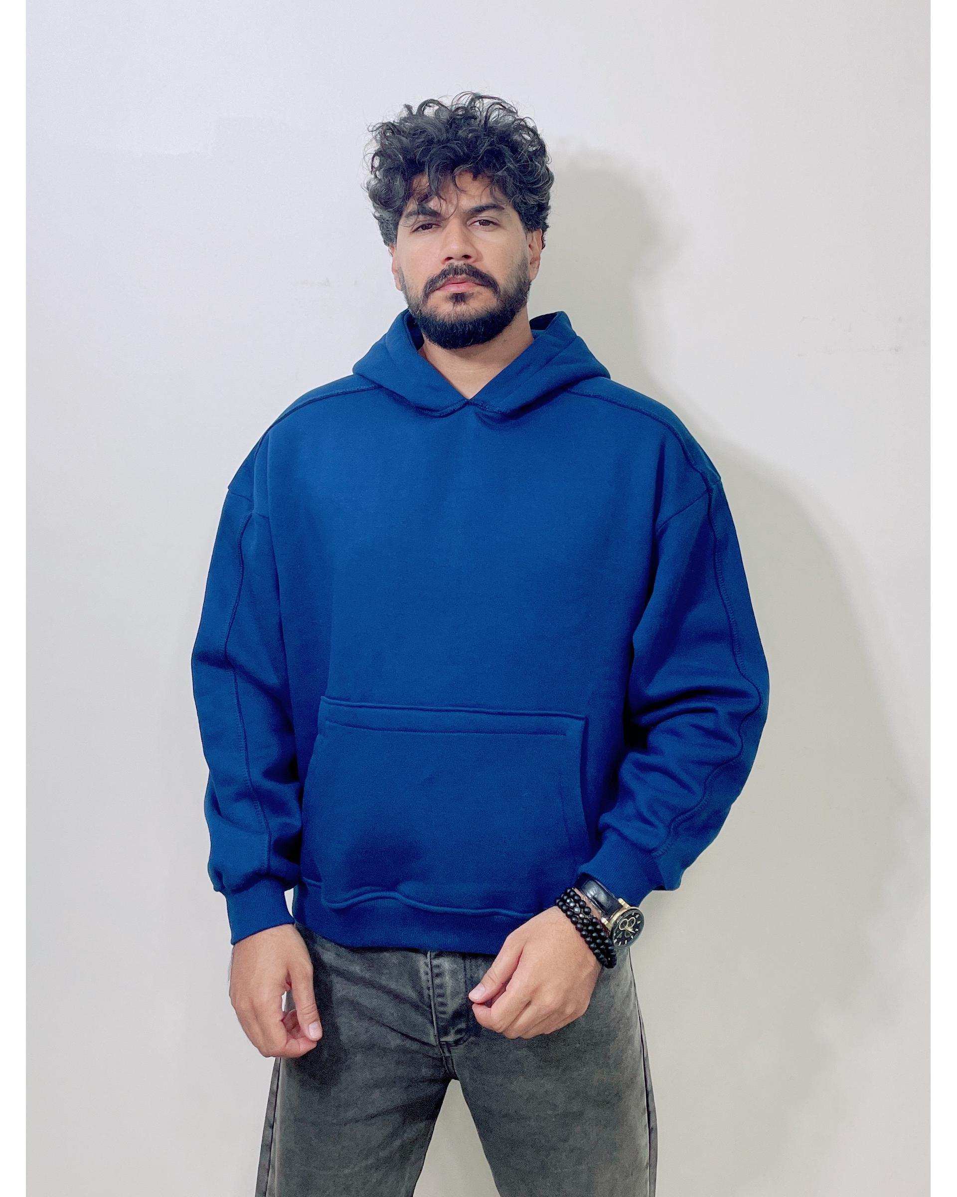 هودی مردانه بیسیک سرمه ای دیورسو Diverso مدل باکسی کد 4773