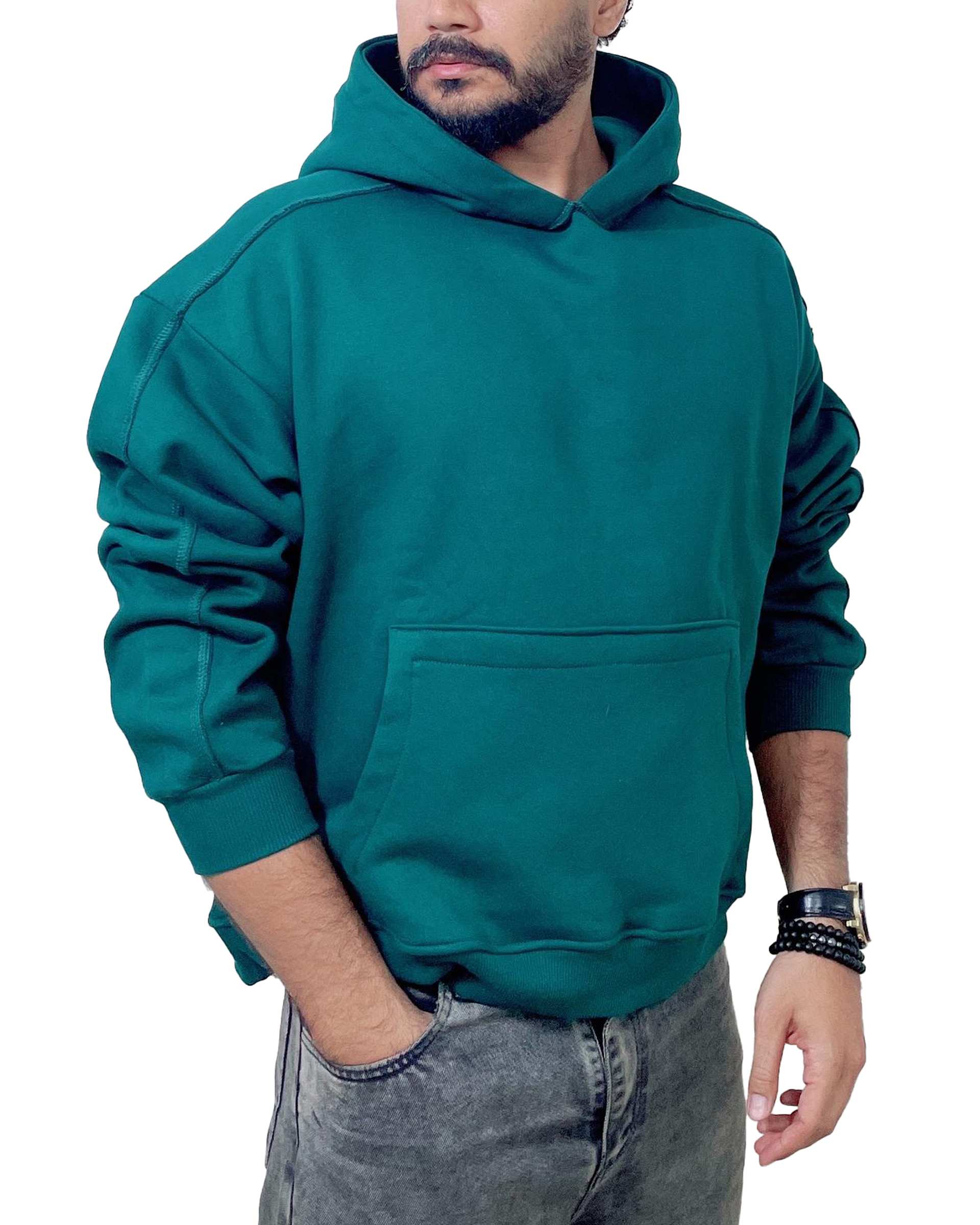 هودی مردانه بیسیک سبز دیورسو Diverso مدل باکسی کد 4774