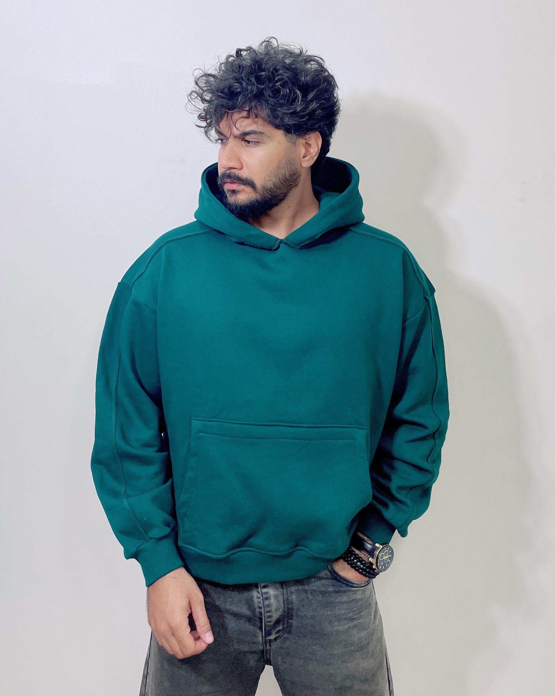 هودی مردانه بیسیک سبز دیورسو Diverso مدل باکسی کد 4774
