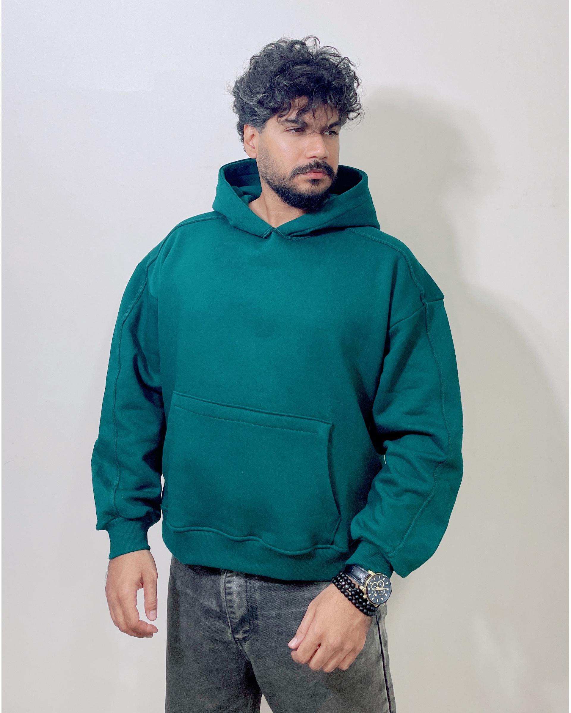 هودی مردانه بیسیک سبز دیورسو Diverso مدل باکسی کد 4774