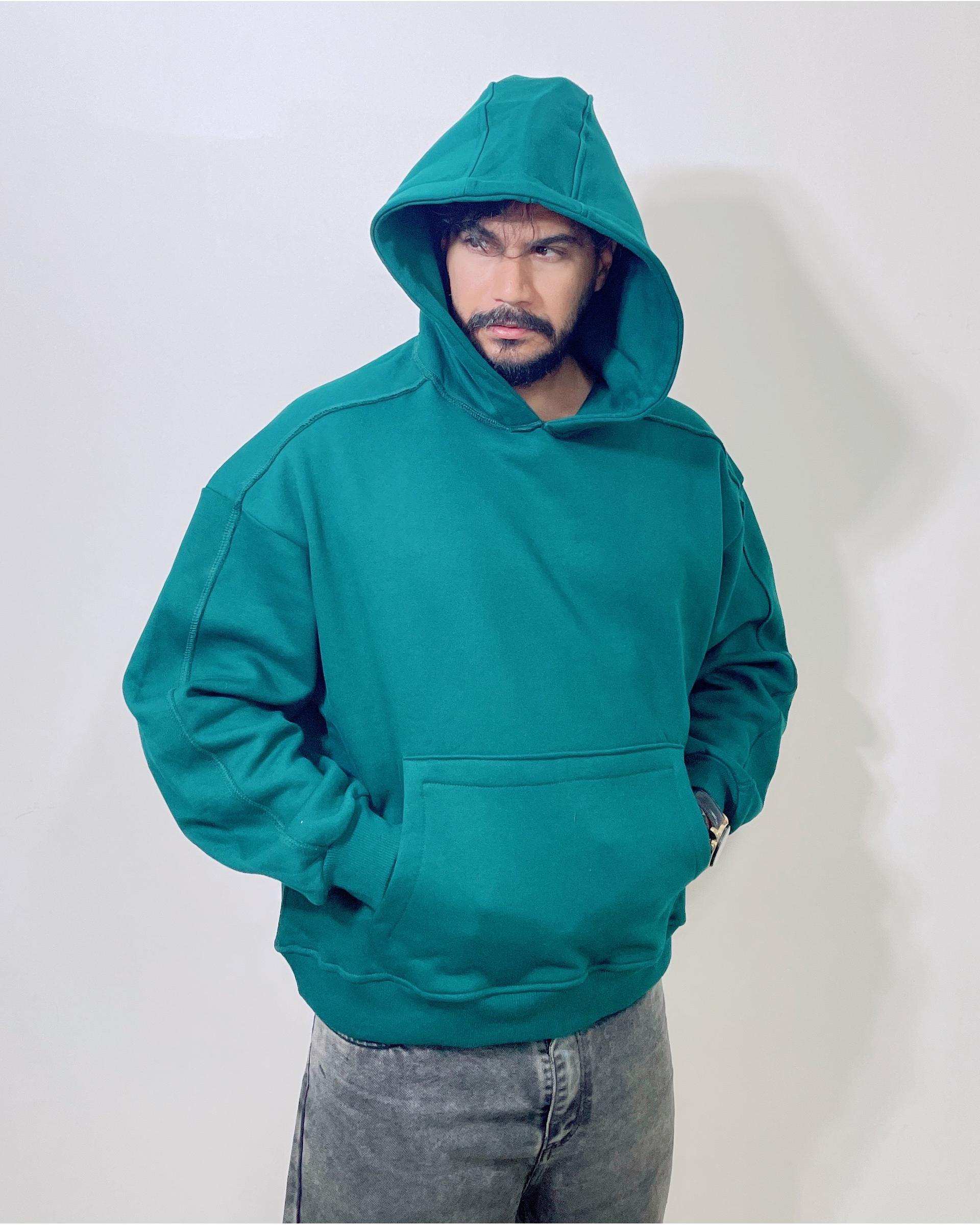 هودی مردانه بیسیک سبز دیورسو Diverso مدل باکسی کد 4774