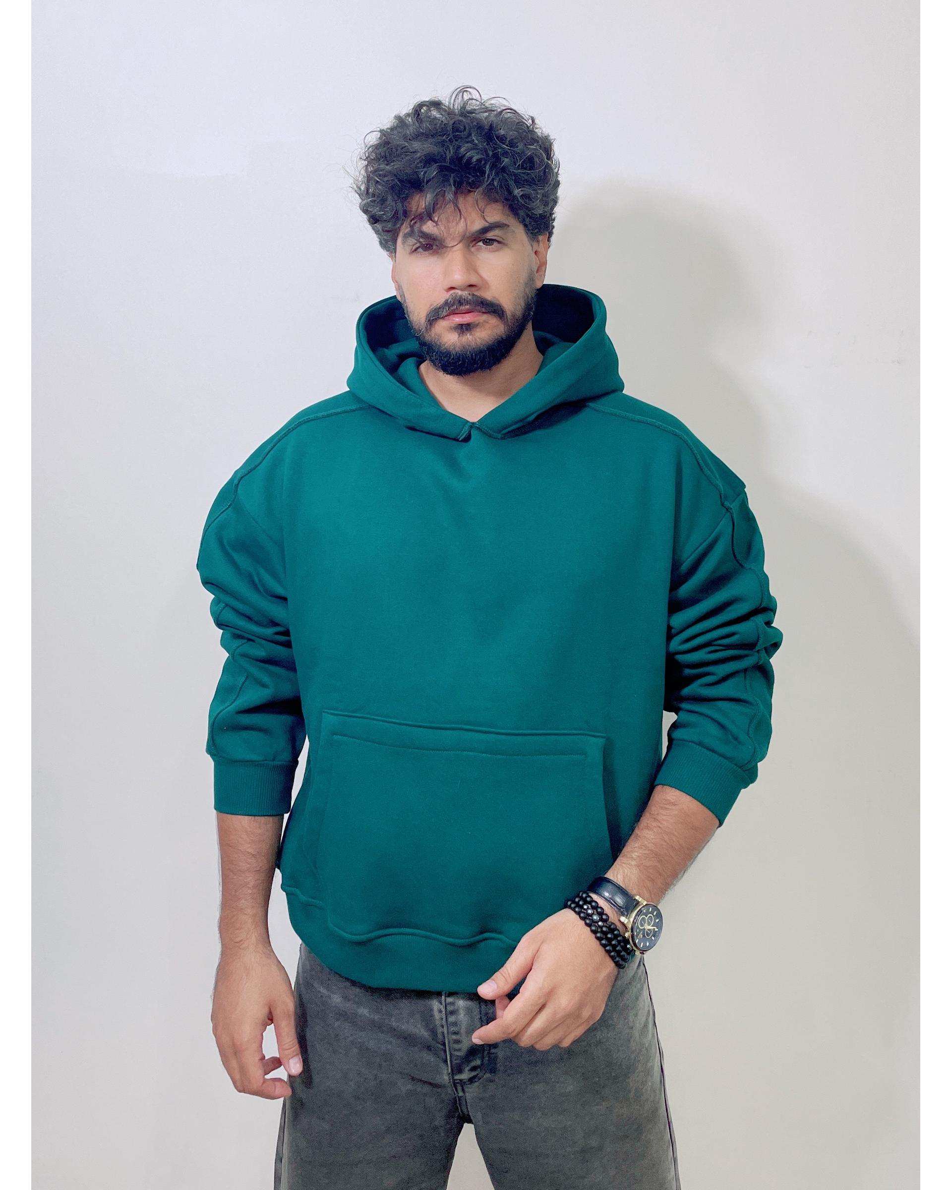 هودی مردانه بیسیک سبز دیورسو Diverso مدل باکسی کد 4774