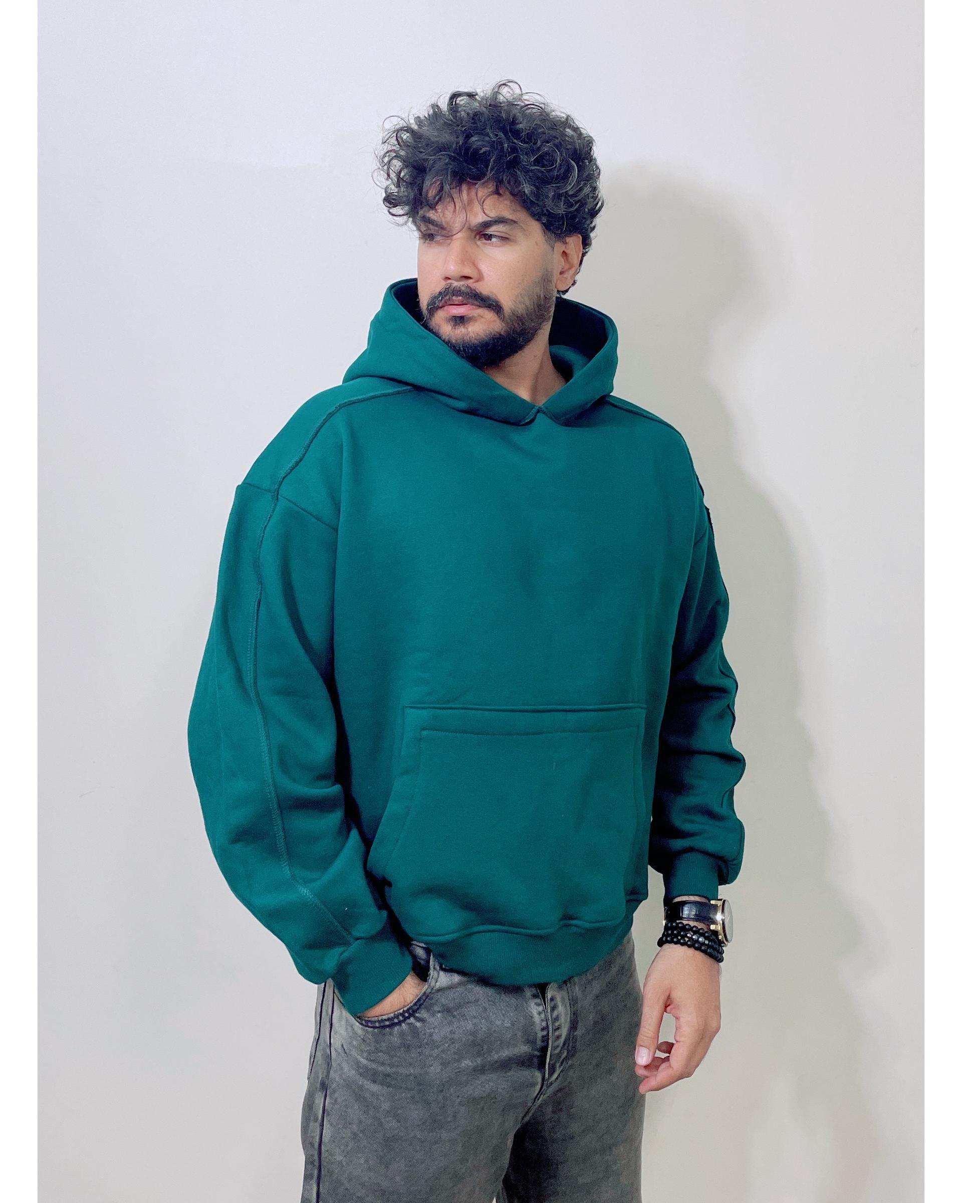 هودی مردانه بیسیک سبز دیورسو Diverso مدل باکسی کد 4774