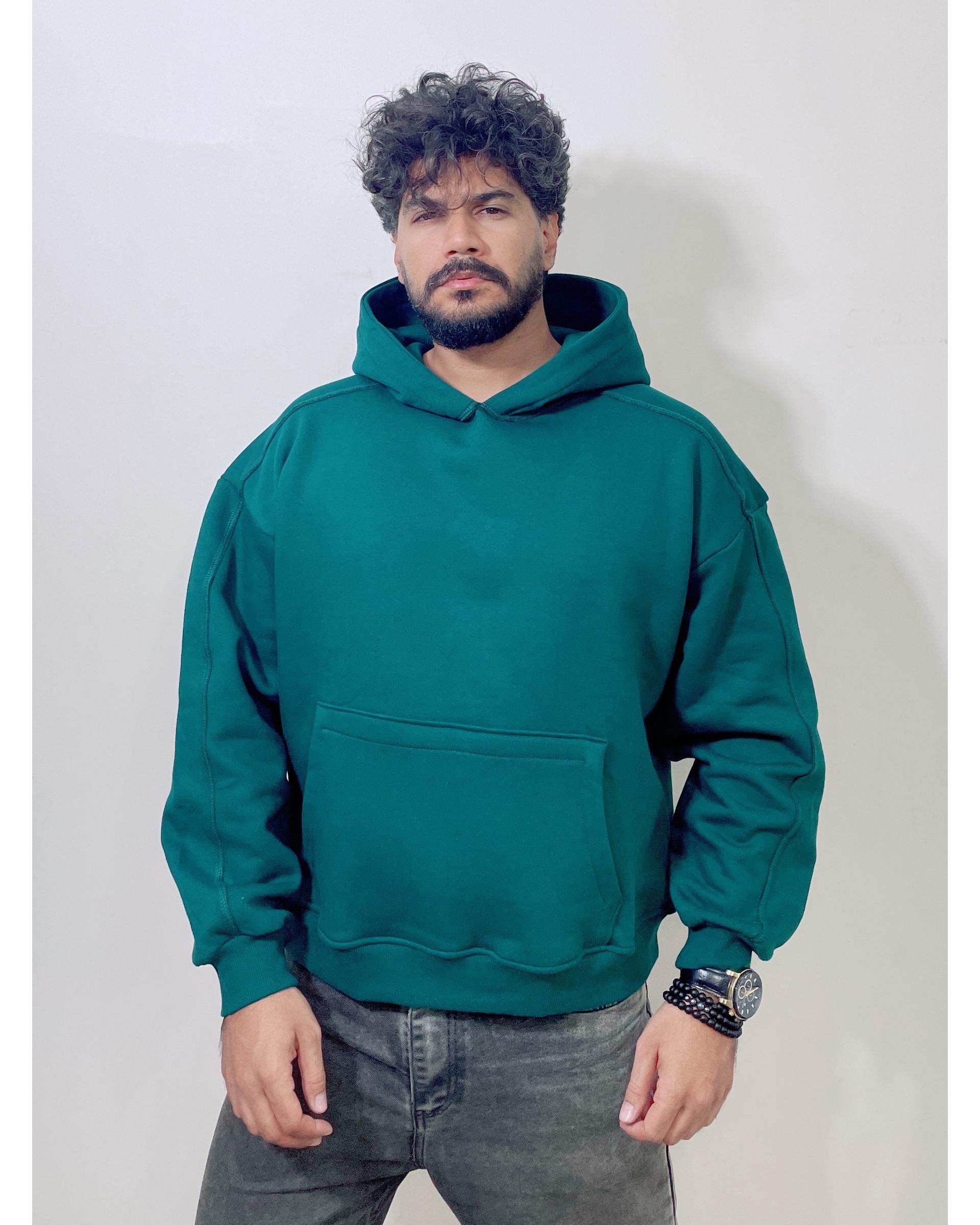 هودی مردانه بیسیک سبز دیورسو Diverso مدل باکسی کد 4774