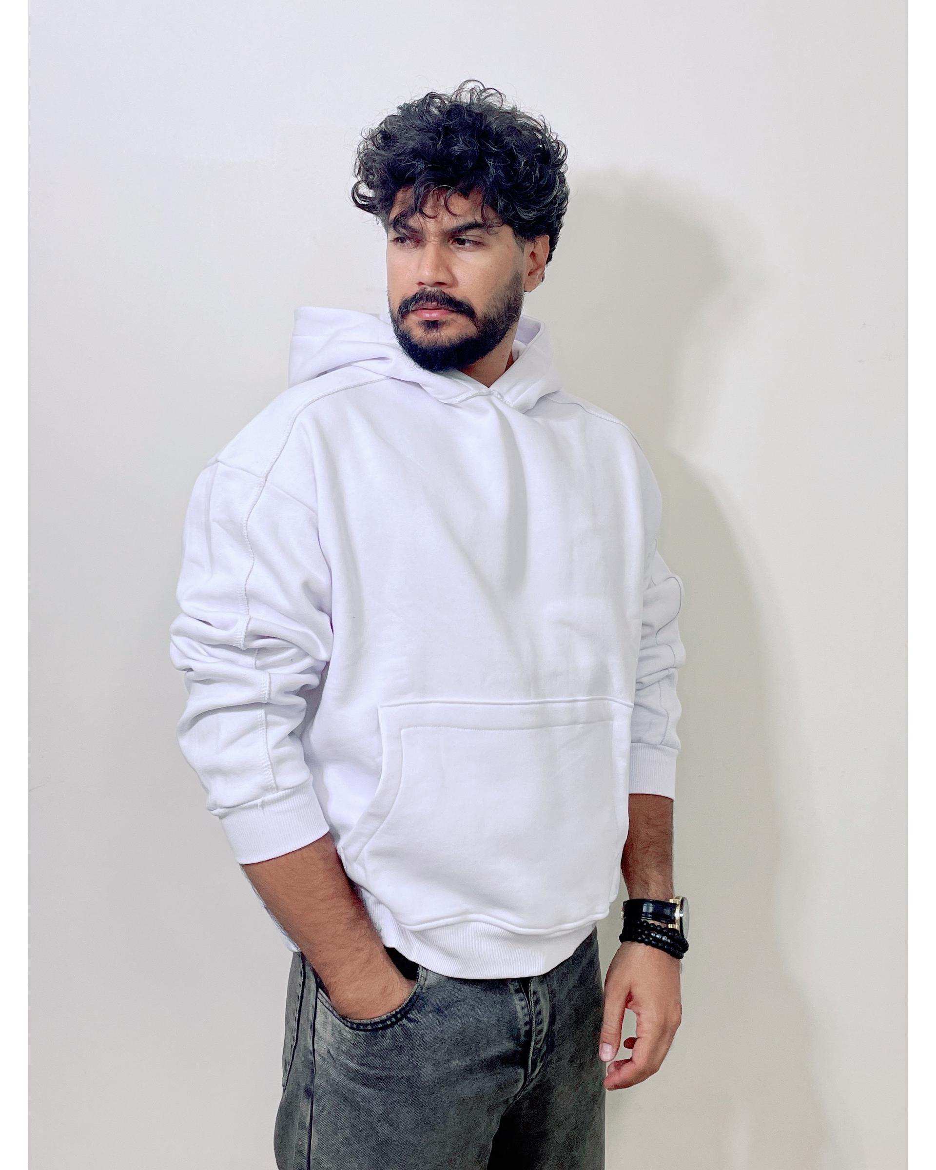 هودی مردانه بیسیک سفید دیورسو Diverso مدل باکسی کد 4775