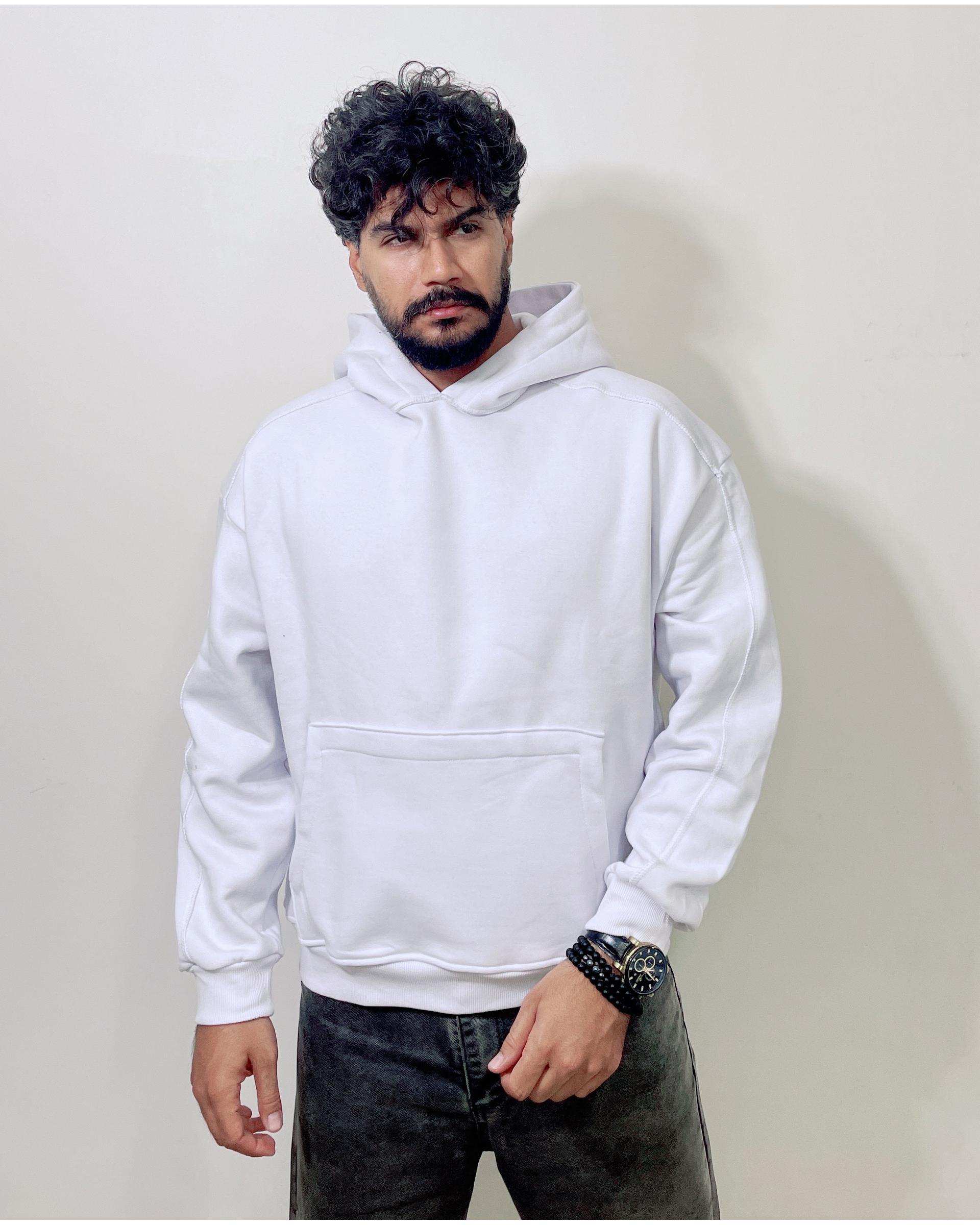 هودی مردانه بیسیک سفید دیورسو Diverso مدل باکسی کد 4775