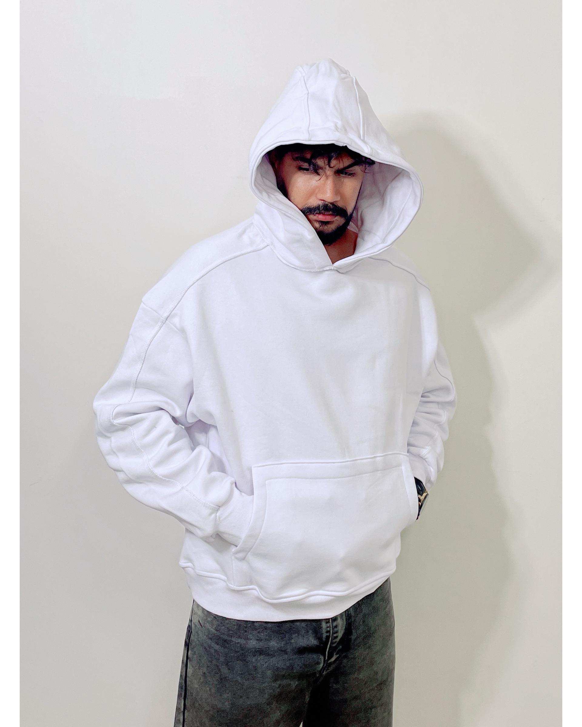 هودی مردانه بیسیک سفید دیورسو Diverso مدل باکسی کد 4775