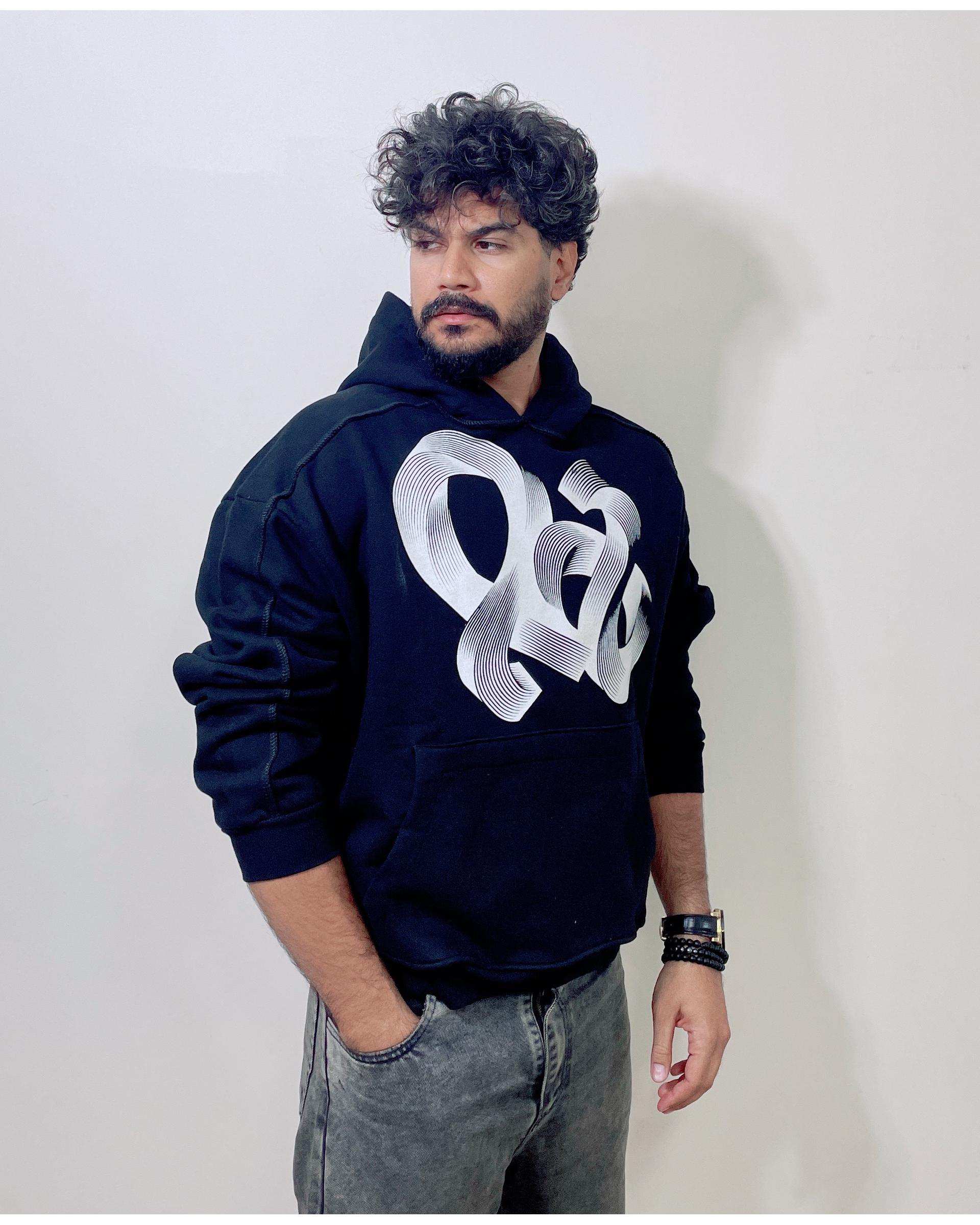 هودی مردانه بیسیک مشکی دیورسو Diverso مدل باکسی کد 4778