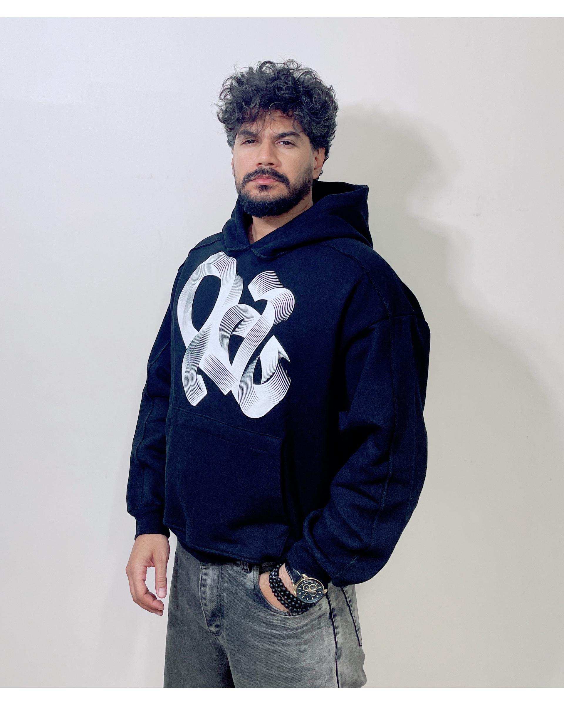 هودی مردانه بیسیک مشکی دیورسو Diverso مدل باکسی کد 4778