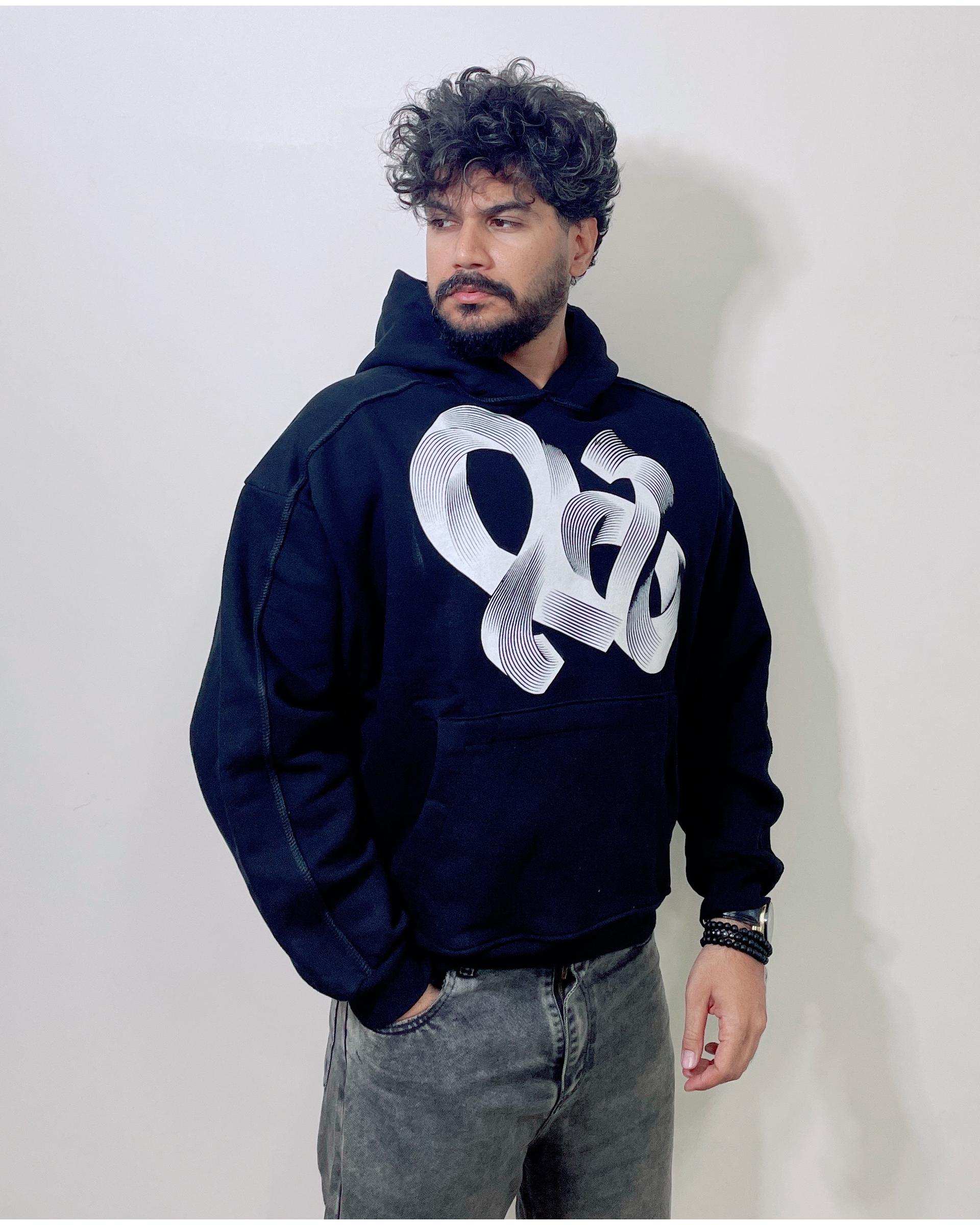 هودی مردانه بیسیک مشکی دیورسو Diverso مدل باکسی کد 4778