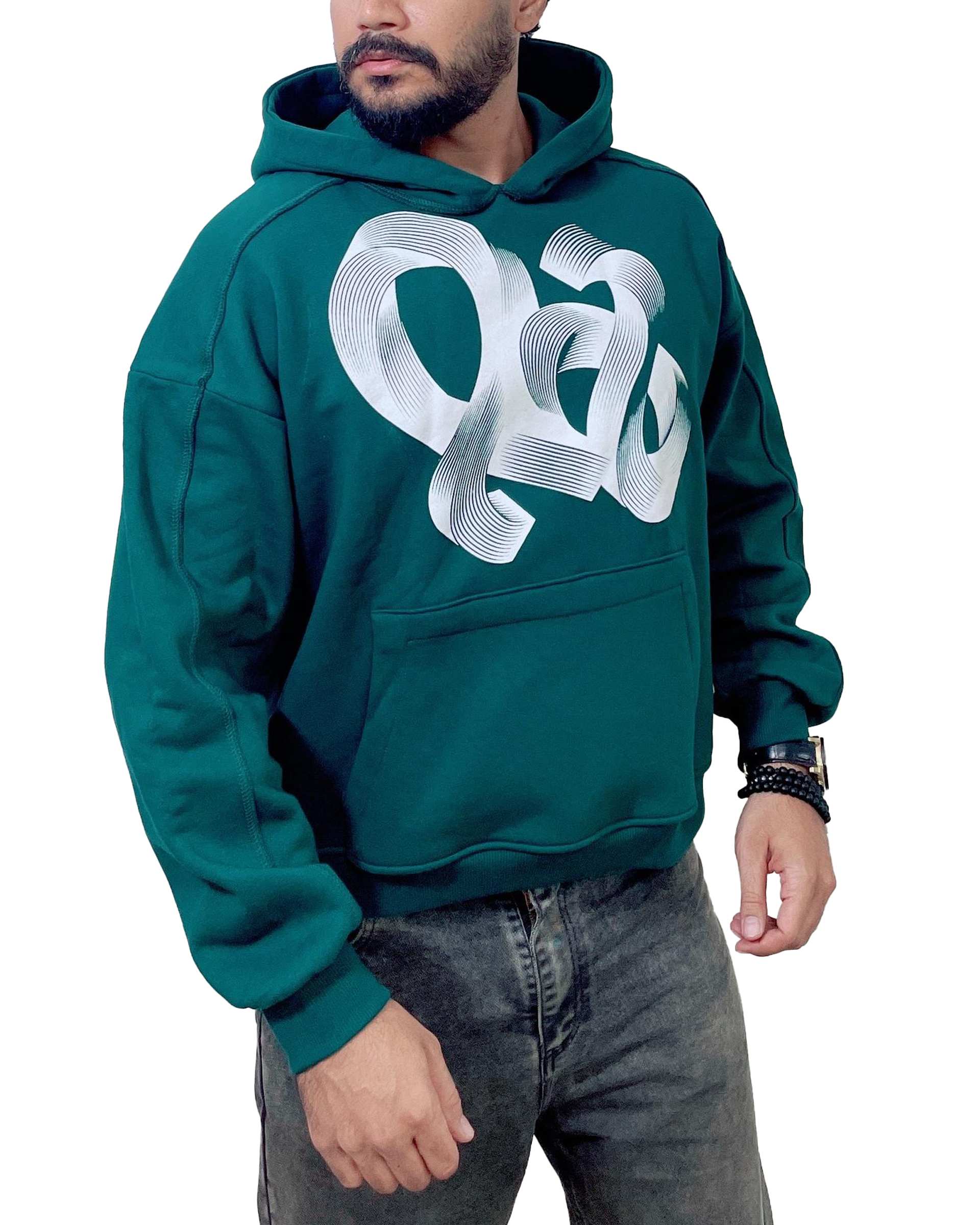 هودی مردانه بیسیک سبز دیورسو Diverso مدل باکسی کد 4780