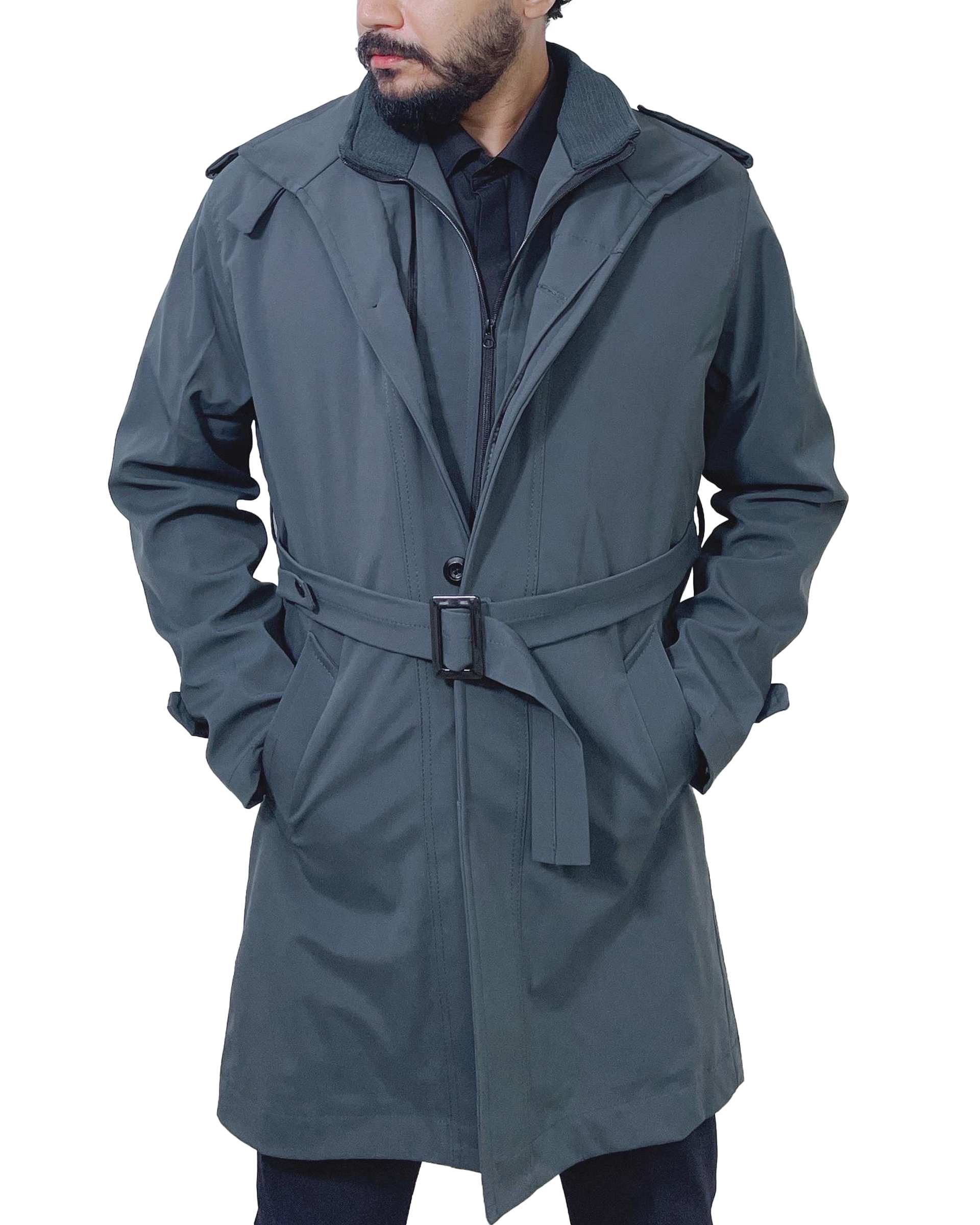 بارانی مردانه ضد آب زغالی دیورسو Diverso کد 4786