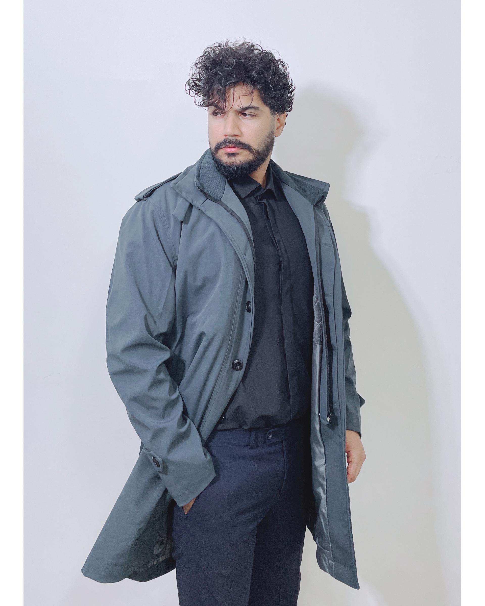 بارانی مردانه ضد آب زغالی دیورسو Diverso کد 4786