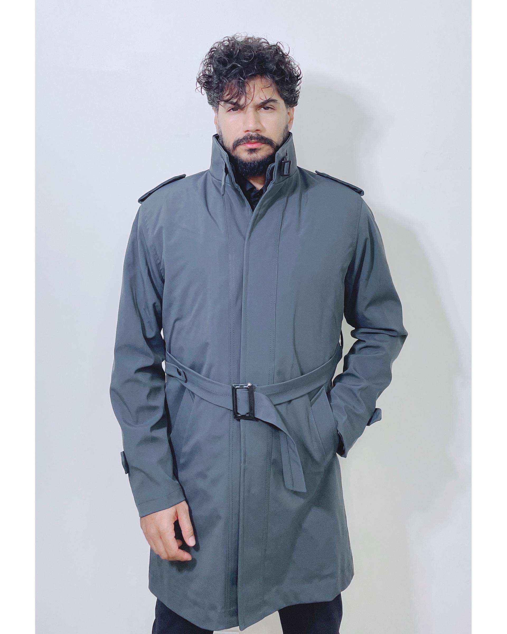 بارانی مردانه ضد آب زغالی دیورسو Diverso کد 4786