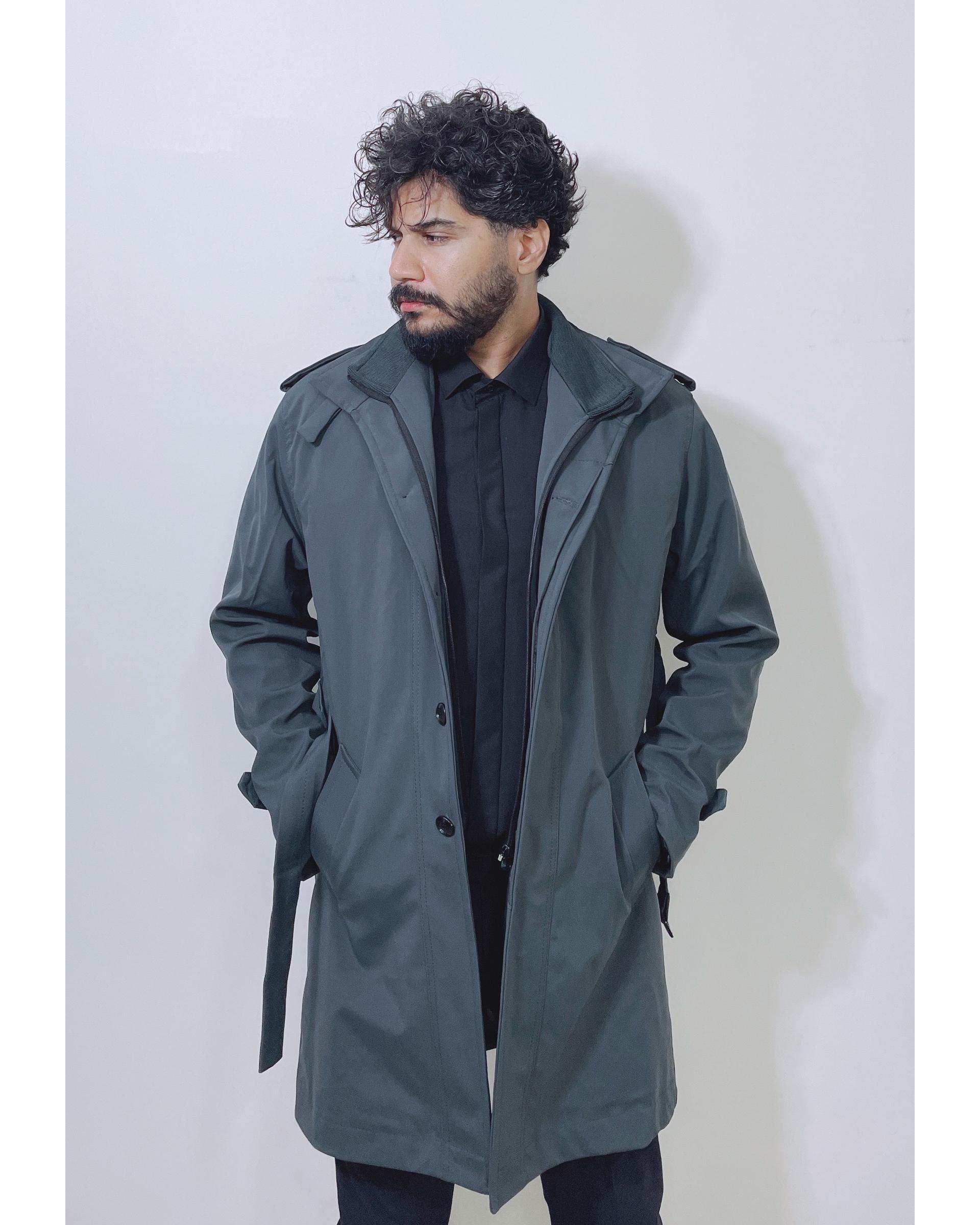 بارانی مردانه ضد آب زغالی دیورسو Diverso کد 4786