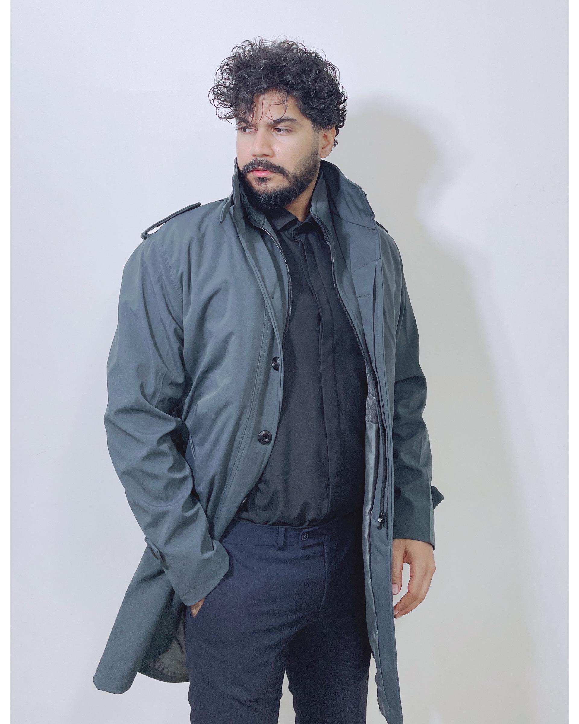 بارانی مردانه ضد آب زغالی دیورسو Diverso کد 4786