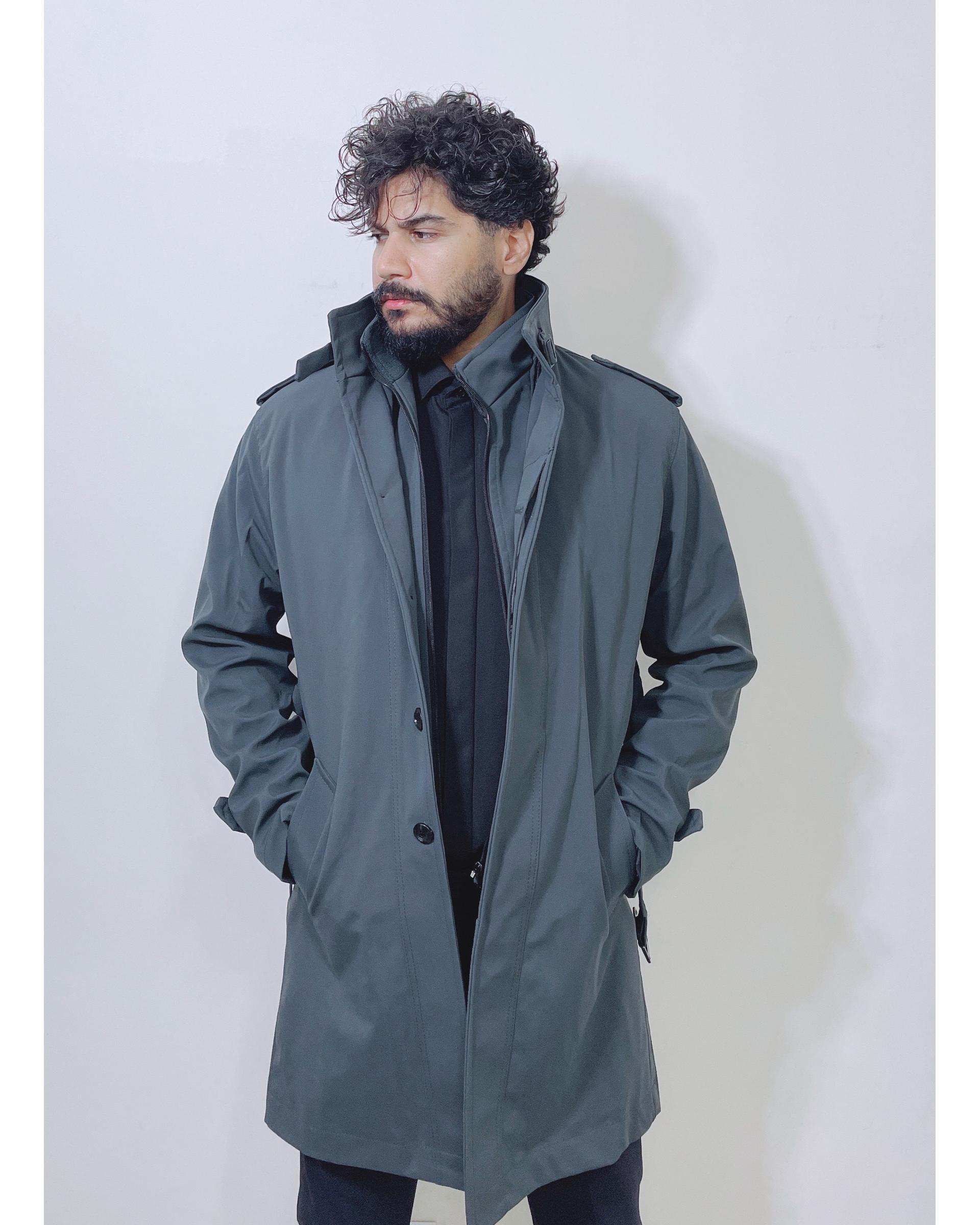 بارانی مردانه ضد آب زغالی دیورسو Diverso کد 4786