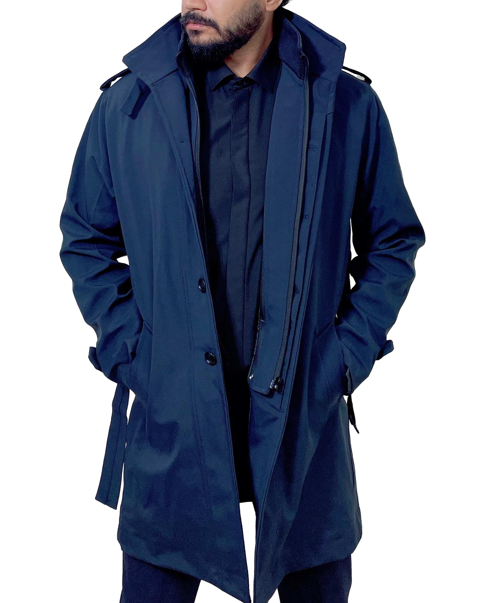 بارانی مردانه ضد آب سرمه ای دیورسو Diverso کد 4787