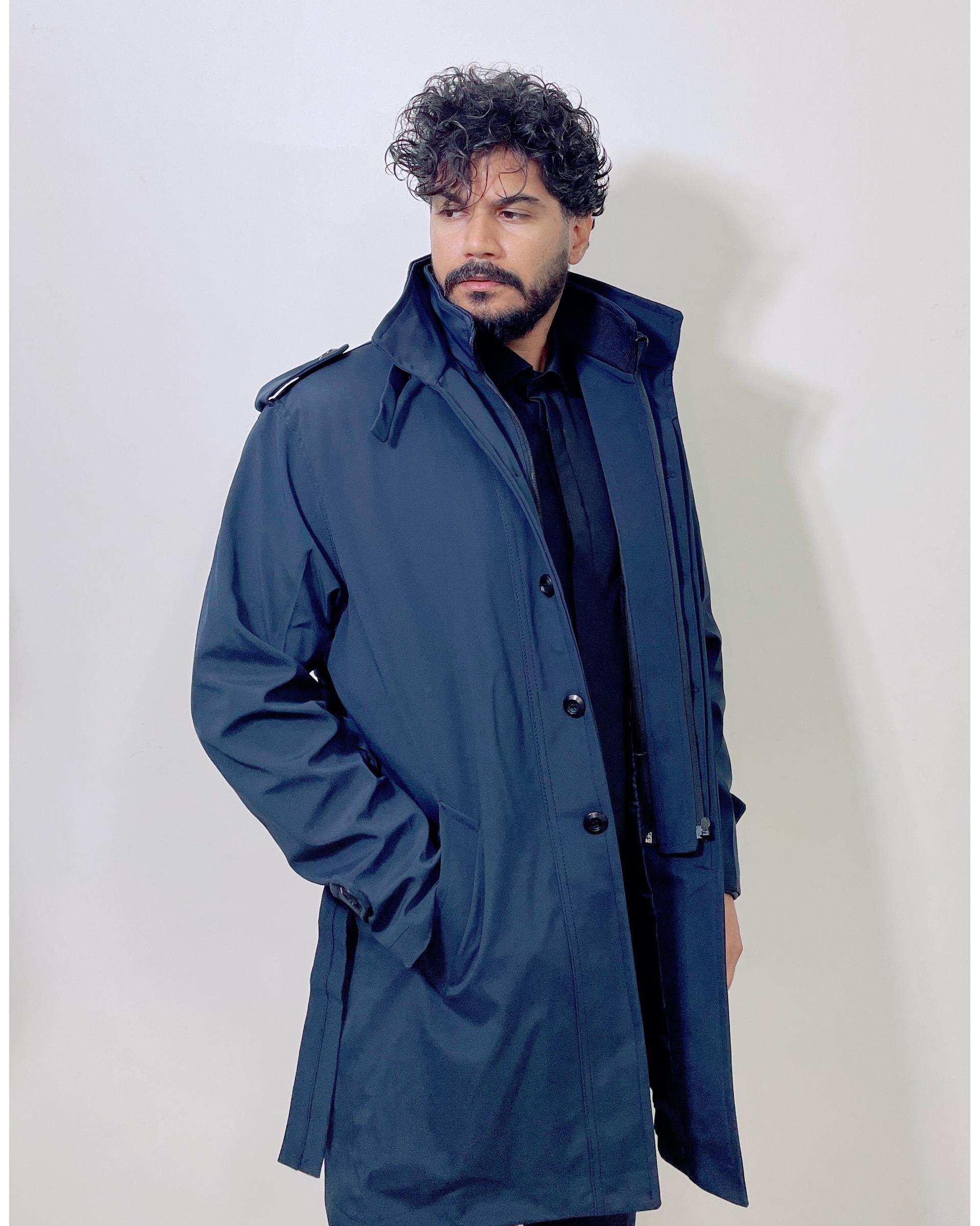 بارانی مردانه ضد آب سرمه ای دیورسو Diverso کد 4787