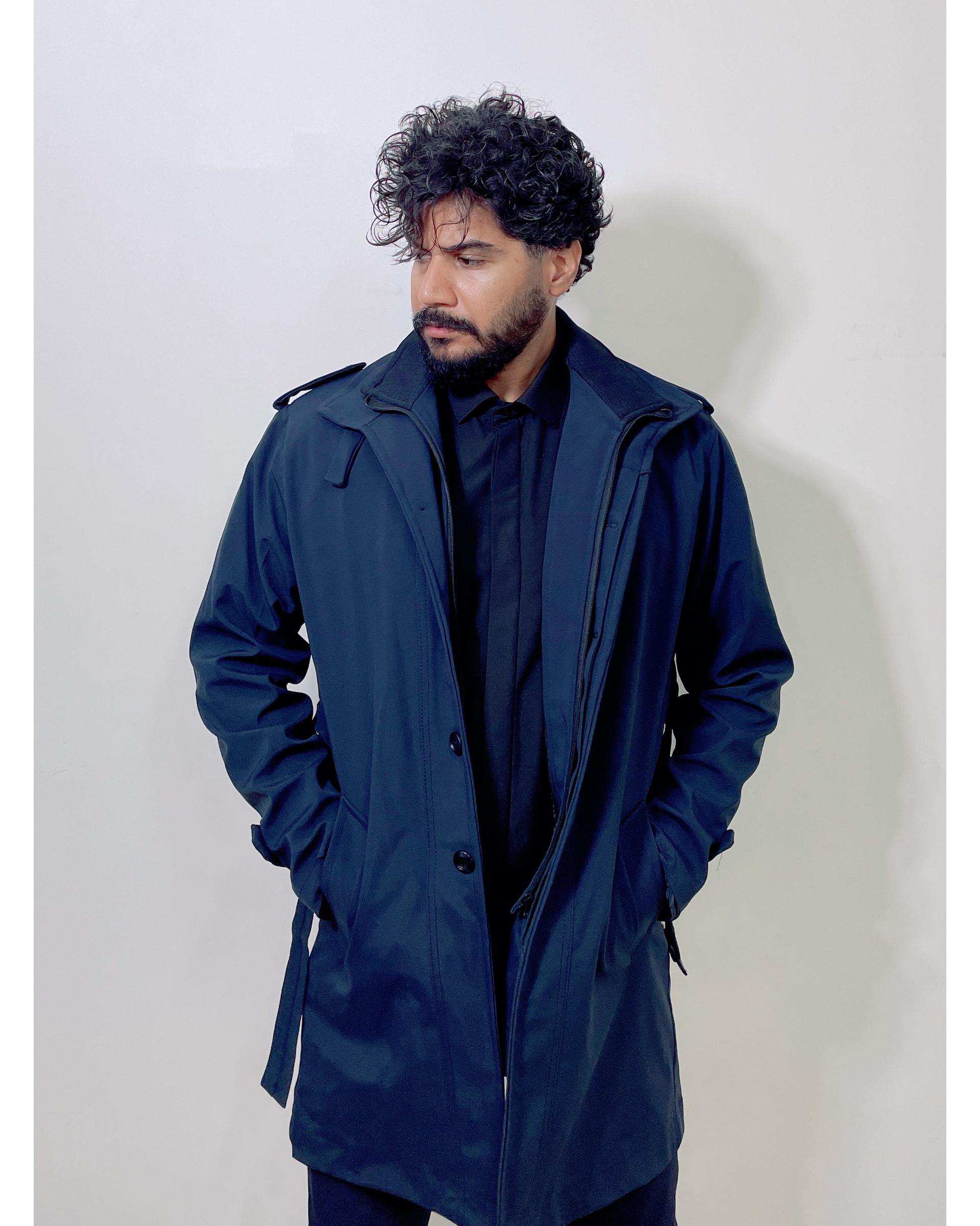 بارانی مردانه ضد آب سرمه ای دیورسو Diverso کد 4787